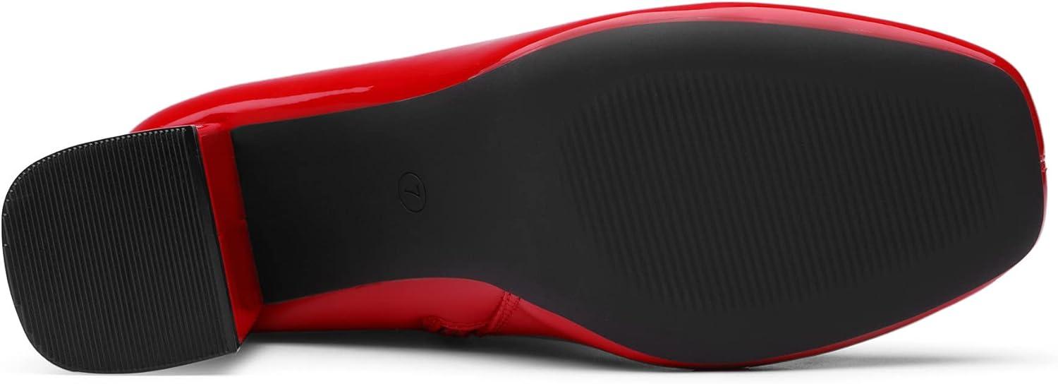 imageDREAM PAIRS Womens Gogo Boots Square Toe Chunky Wide Calf Knee High Boots For WomenRedPatentPu