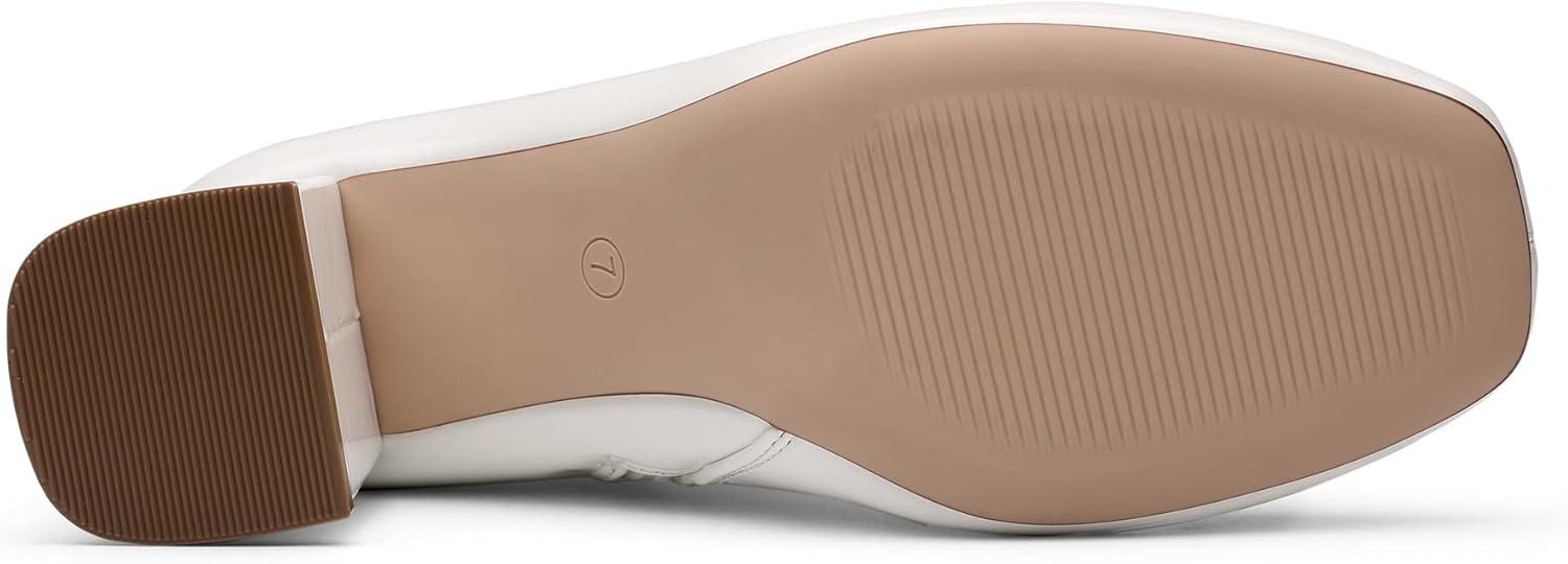 imageDREAM PAIRS Womens Gogo Boots Square Toe Chunky Wide Calf Knee High Boots For WomenWhitePatentPu