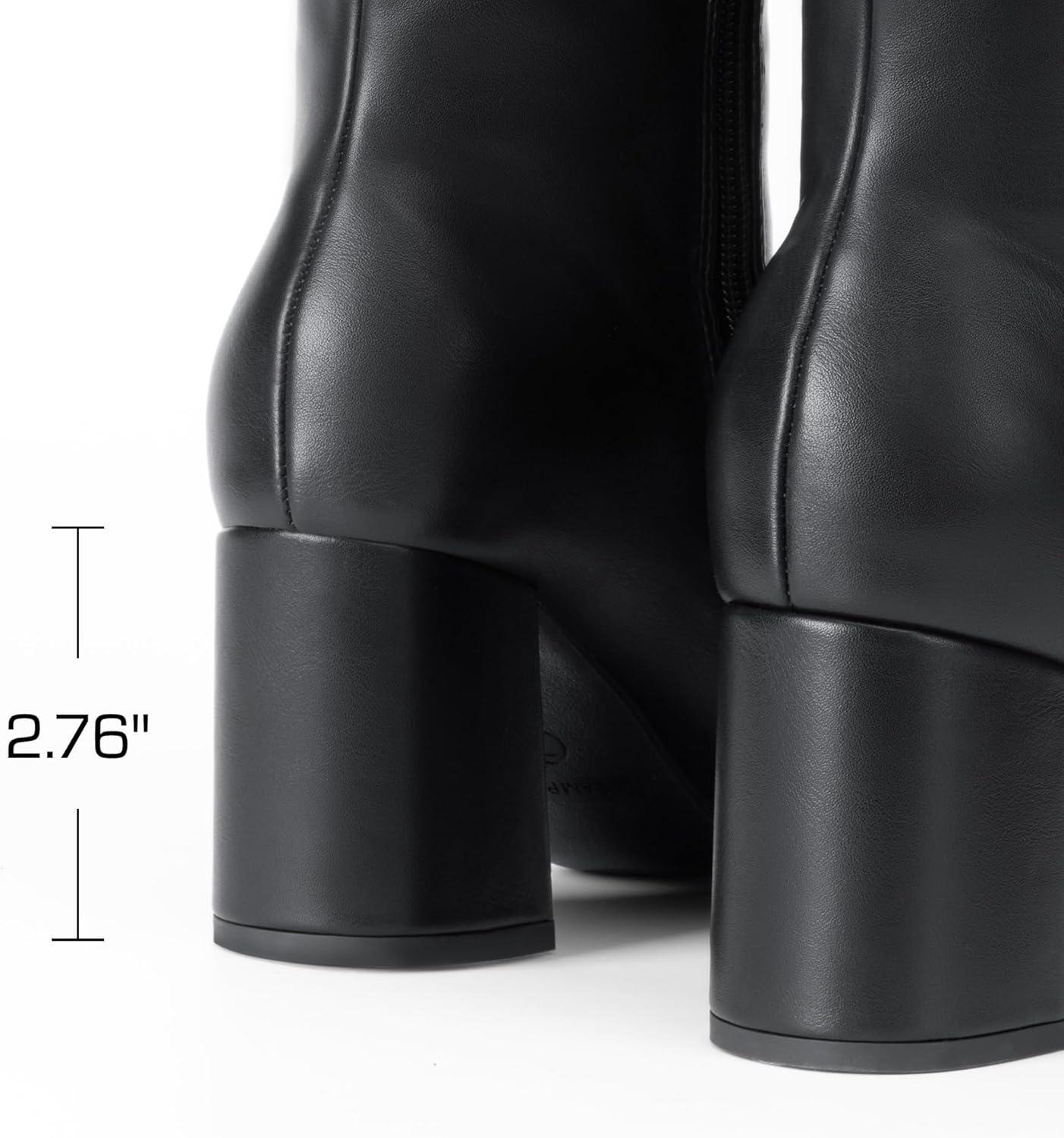 imageDREAM PAIRS Womens Gogo Boots Square Toe Side Zipper Chunky Heel Knee High Boots For WomenBlack