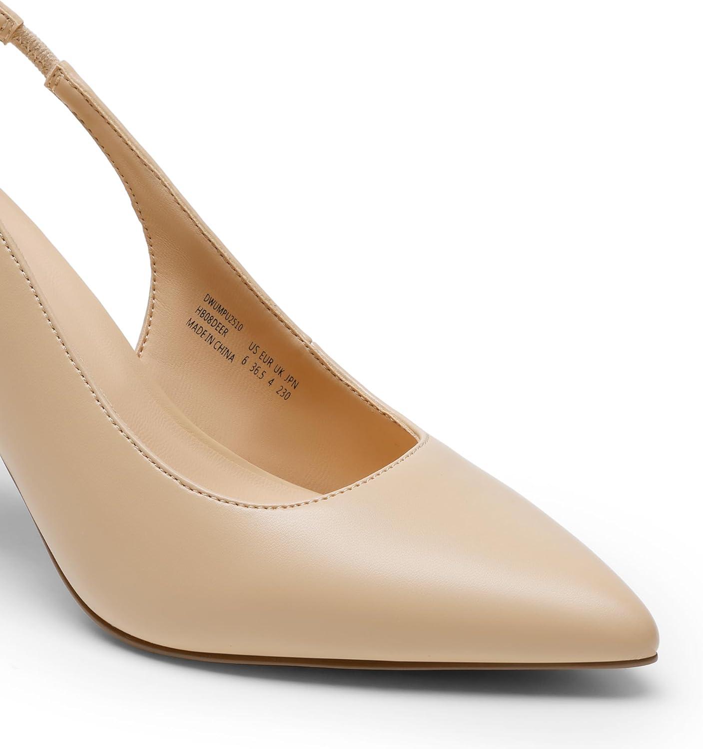 imageDREAM PAIRS Womens Heels Slingback Stiletto Pumps Shoes Pointed Closed Toe Kitten Heels Dress Bridal Elegant Wedding Sexy PartyNudepu