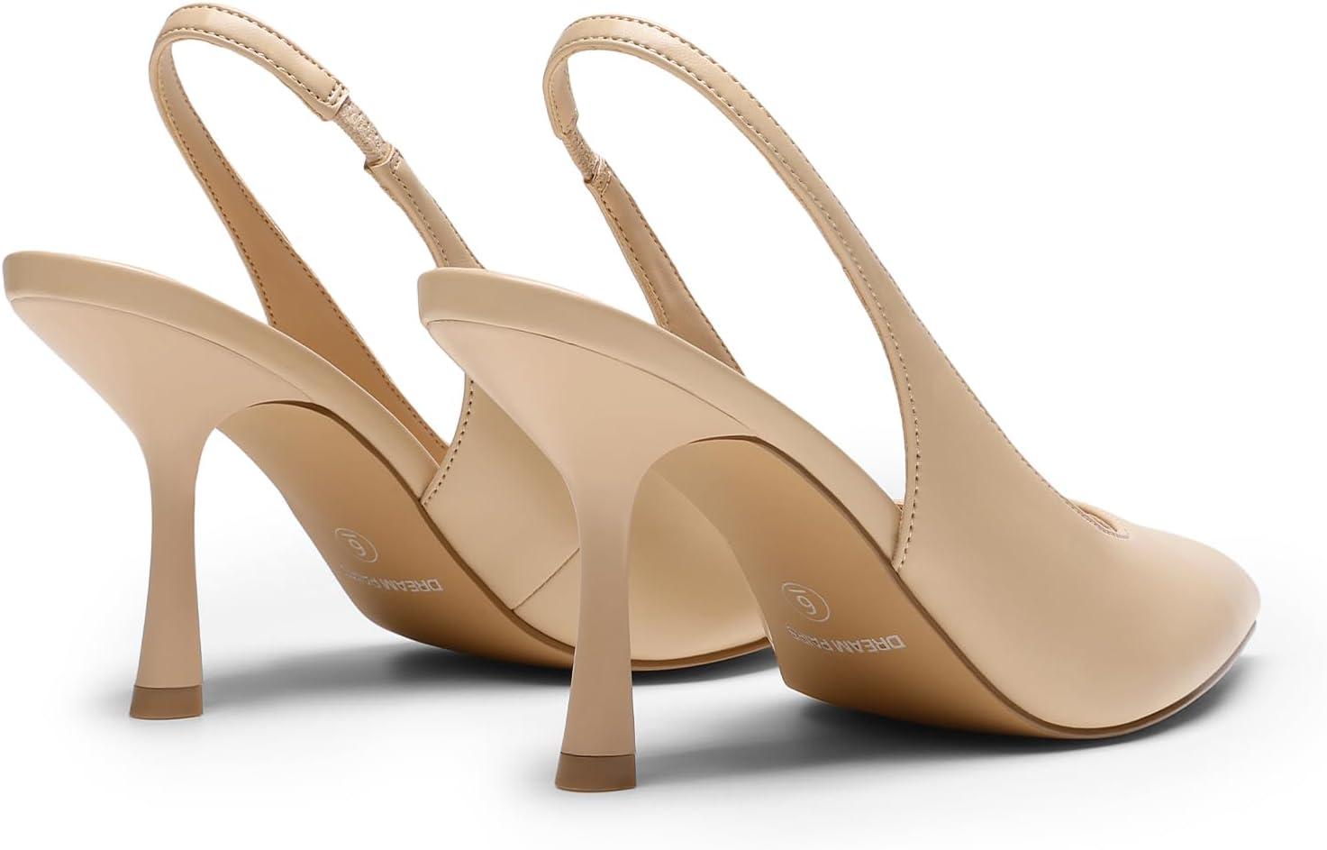 imageDREAM PAIRS Womens Heels Slingback Stiletto Pumps Shoes Pointed Closed Toe Kitten Heels Dress Bridal Elegant Wedding Sexy PartyNudepu