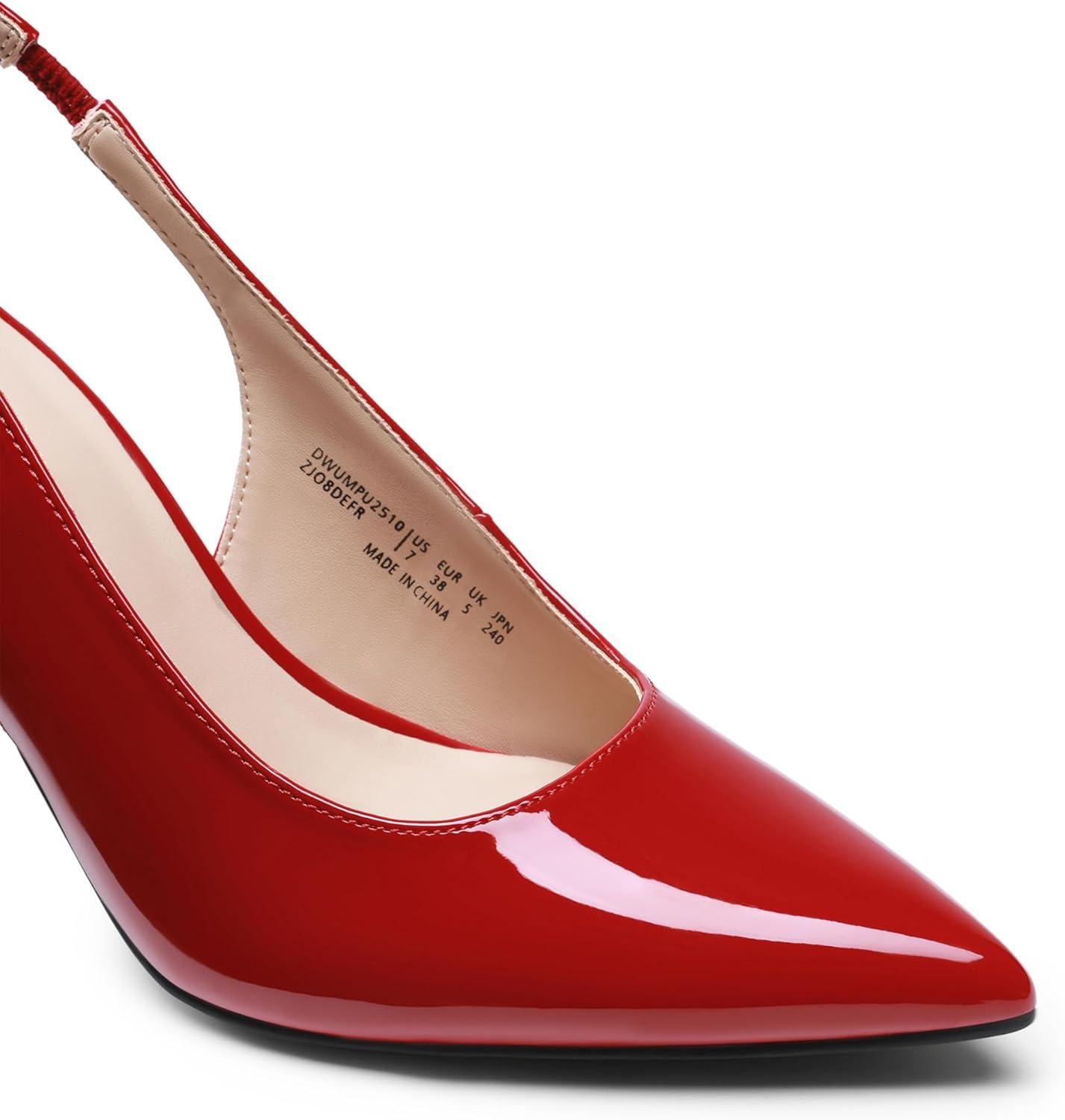 imageDREAM PAIRS Womens Heels Slingback Stiletto Pumps Shoes Pointed Closed Toe Kitten Heels Dress Bridal Elegant Wedding Sexy PartyRed