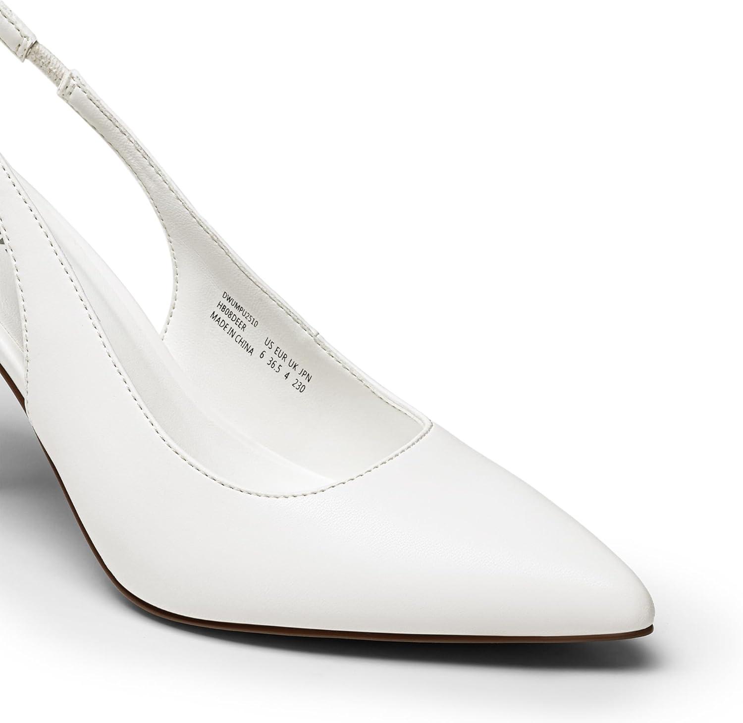 imageDREAM PAIRS Womens Heels Slingback Stiletto Pumps Shoes Pointed Closed Toe Kitten Heels Dress Bridal Elegant Wedding Sexy PartyWhitepu
