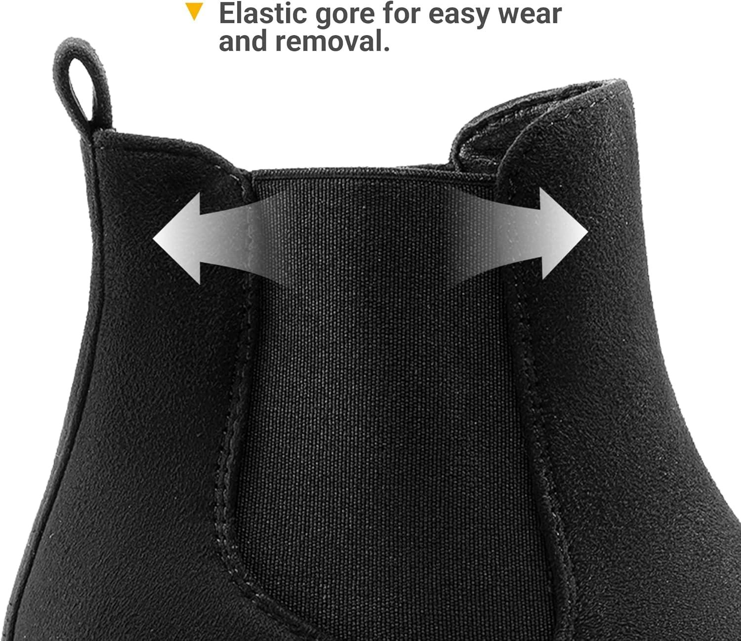 imageDREAM PAIRS Womens High Chunky Heel Chelsea Ankle Boots Slip On Elastic Fall Heeled Booties ShoesBlack