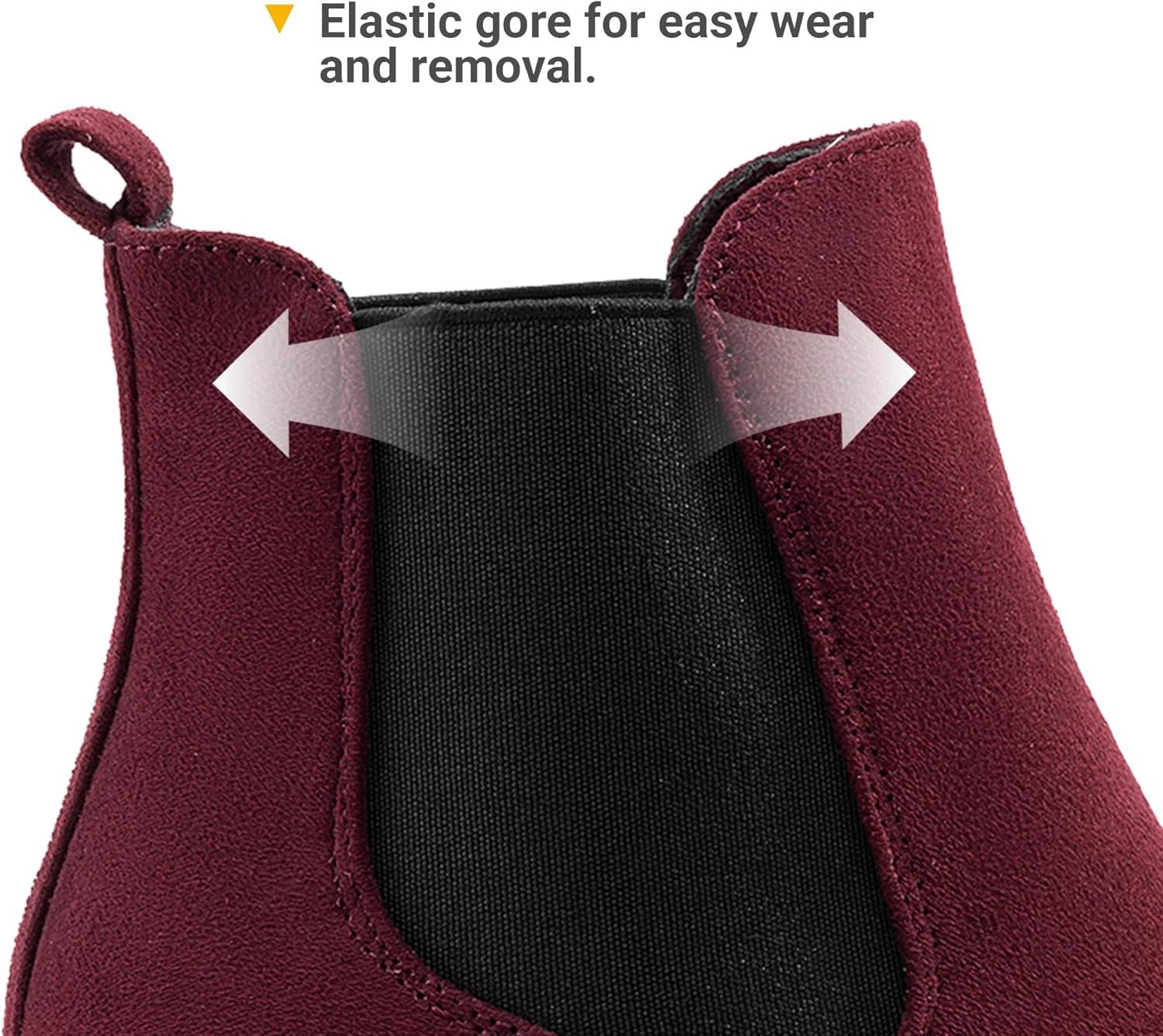 imageDREAM PAIRS Womens High Chunky Heel Chelsea Ankle Boots Slip On Elastic Fall Heeled Booties ShoesBurgundy