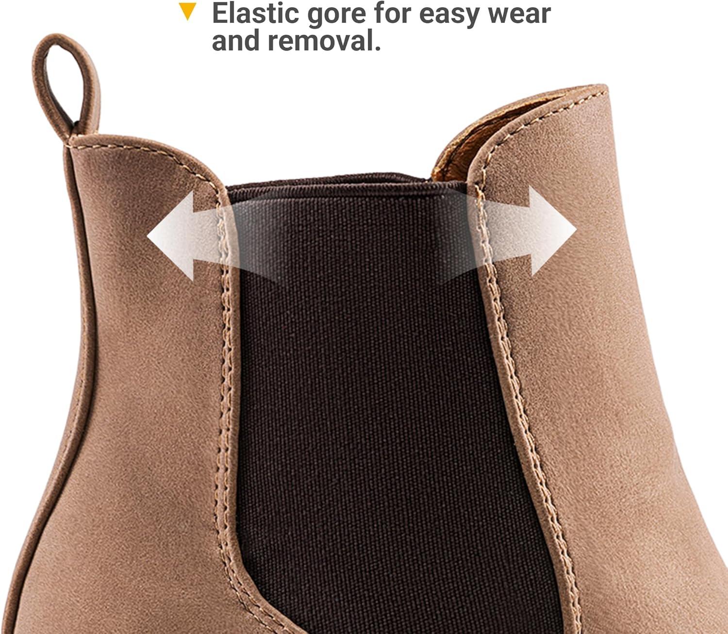 imageDREAM PAIRS Womens High Chunky Heel Chelsea Ankle Boots Slip On Elastic Fall Heeled Booties ShoesCamelPu