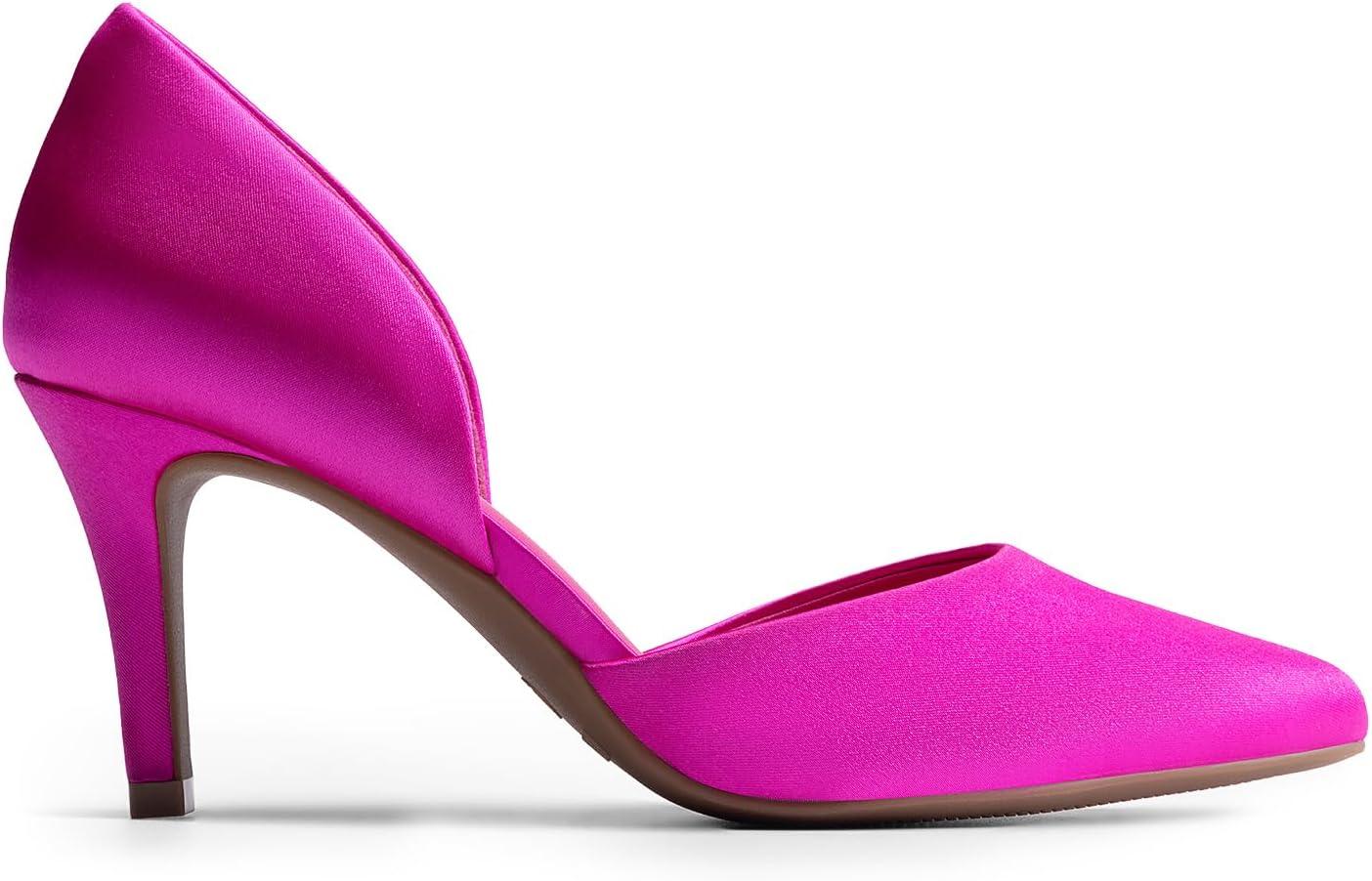 imageDREAM PAIRS Womens High Heel Closed Toe Dress Shoes Pumps Elegant Stiletto DOrsay Slip OnHot Pinksatin