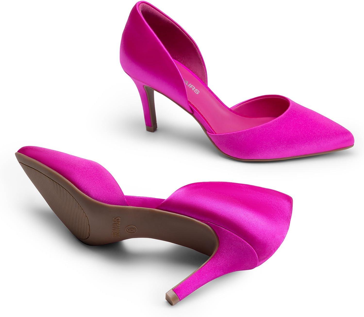 imageDREAM PAIRS Womens High Heel Closed Toe Dress Shoes Pumps Elegant Stiletto DOrsay Slip OnHot Pinksatin