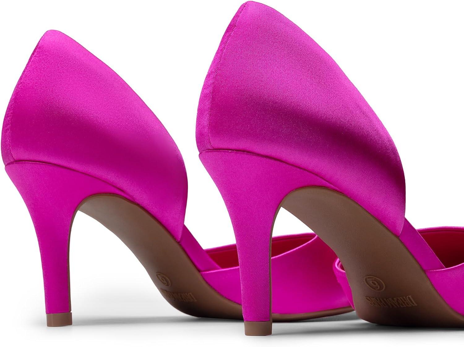 imageDREAM PAIRS Womens High Heel Closed Toe Dress Shoes Pumps Elegant Stiletto DOrsay Slip OnHot Pinksatin