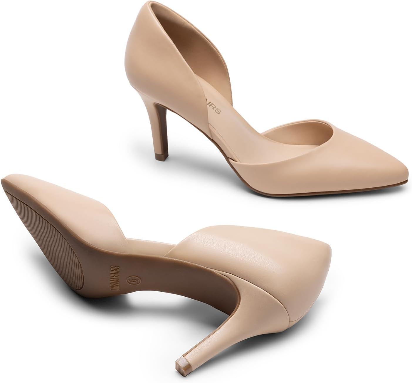 imageDREAM PAIRS Womens High Heel Closed Toe Dress Shoes Pumps Elegant Stiletto DOrsay Slip OnNudepu