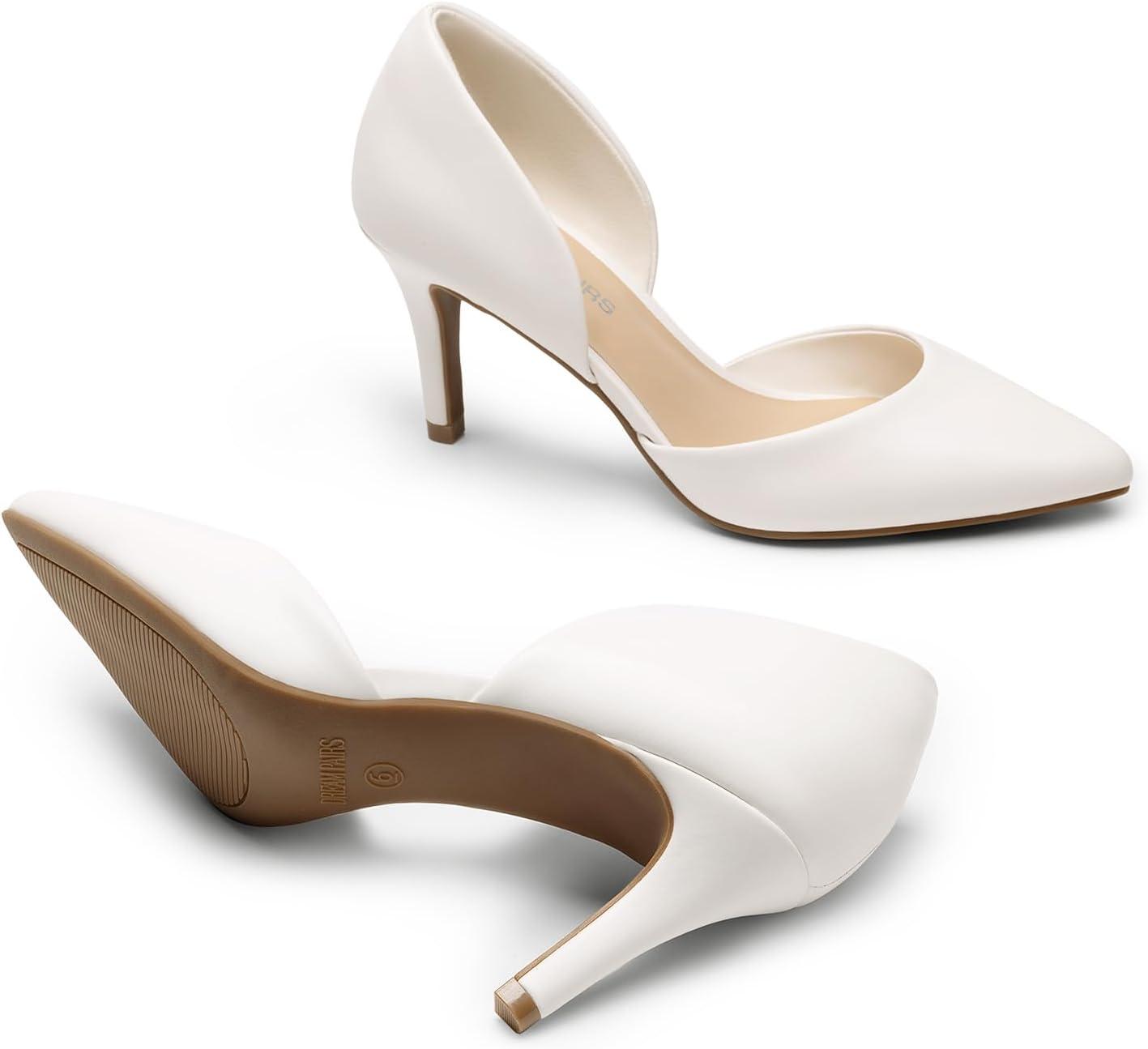 imageDREAM PAIRS Womens High Heel Closed Toe Dress Shoes Pumps Elegant Stiletto DOrsay Slip OnWhitepu