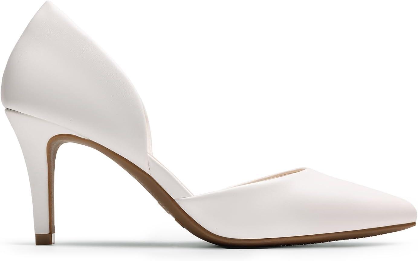 imageDREAM PAIRS Womens High Heel Closed Toe Dress Shoes Pumps Elegant Stiletto DOrsay Slip OnWhitepu