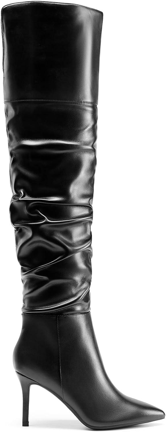 imageDREAM PAIRS Womens High Heels Over The Knee Boots Thigh High Pointed Toe Stiletto Long Fall Sexy BootsBlackpu