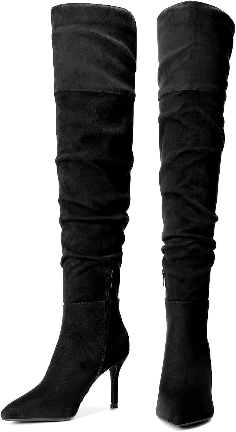 imageDREAM PAIRS Womens High Heels Over The Knee Boots Thigh High Pointed Toe Stiletto Long Fall Sexy BootsBlacksuede