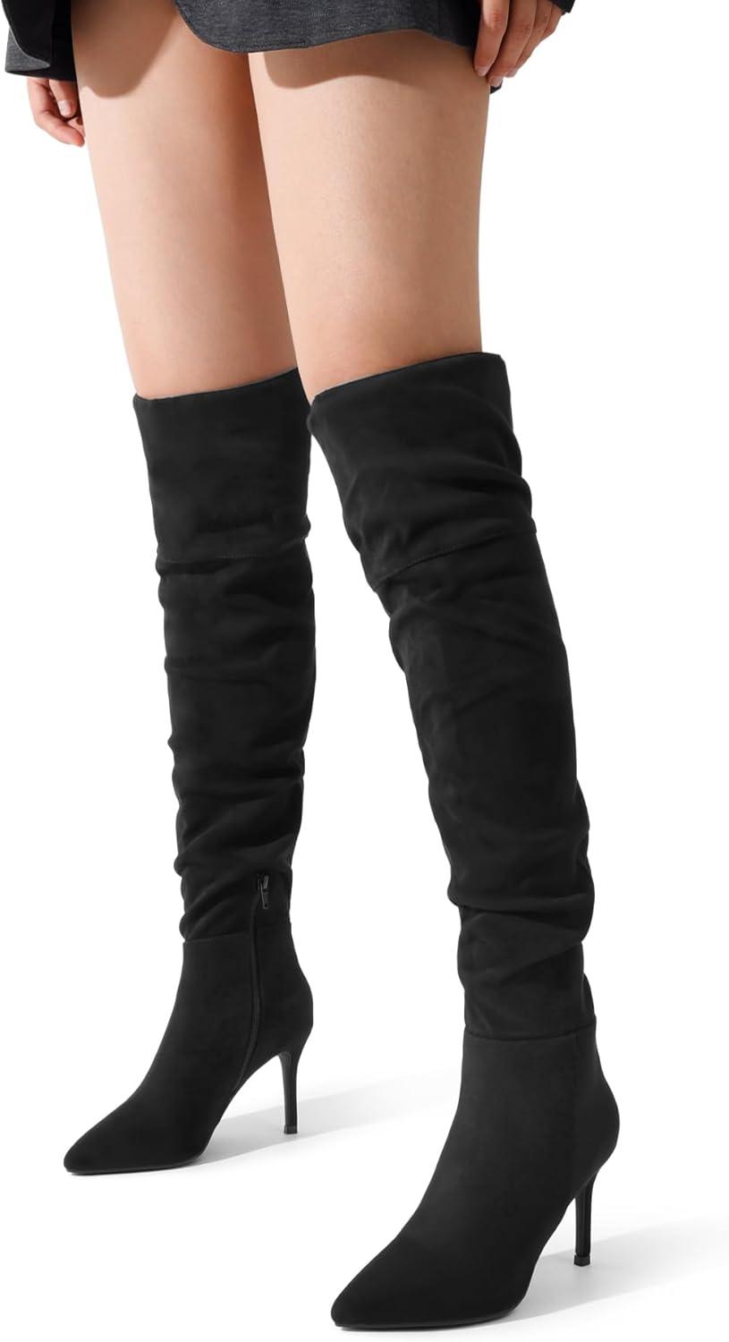 imageDREAM PAIRS Womens High Heels Over The Knee Boots Thigh High Pointed Toe Stiletto Long Fall Sexy BootsBlacksuede