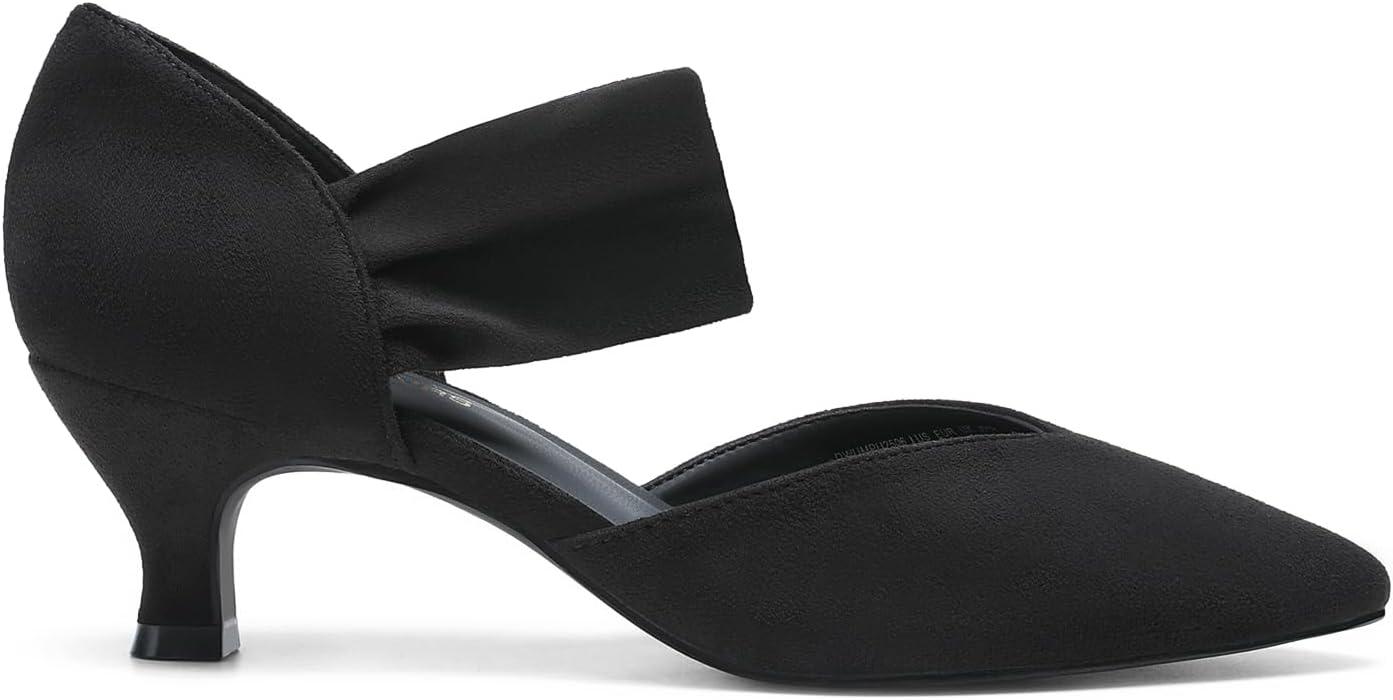 imageDREAM PAIRS Womens Kitten Heels Low Pumps Shoes Pointed Closed Toe Slip on Dress Work Bridal Party WeddingBlack