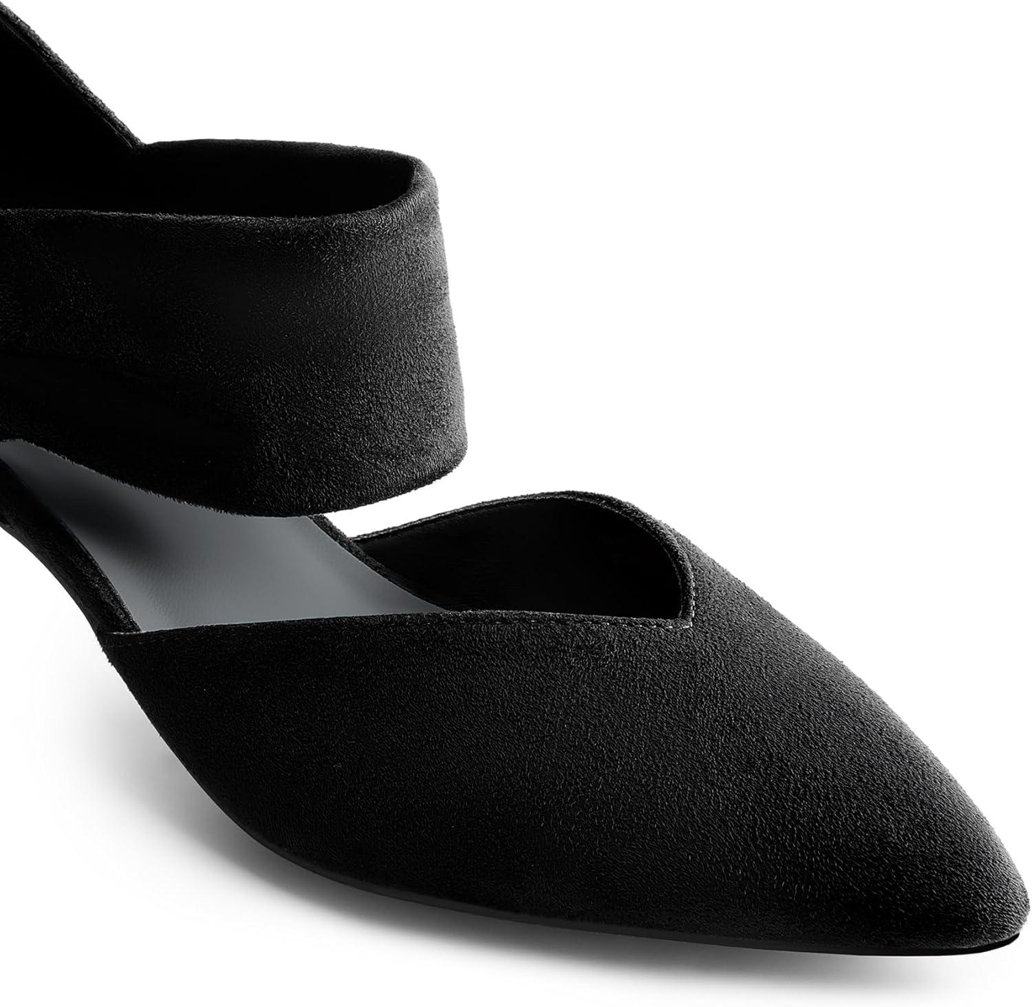 imageDREAM PAIRS Womens Kitten Heels Low Pumps Shoes Pointed Closed Toe Slip on Dress Work Bridal Party WeddingBlack