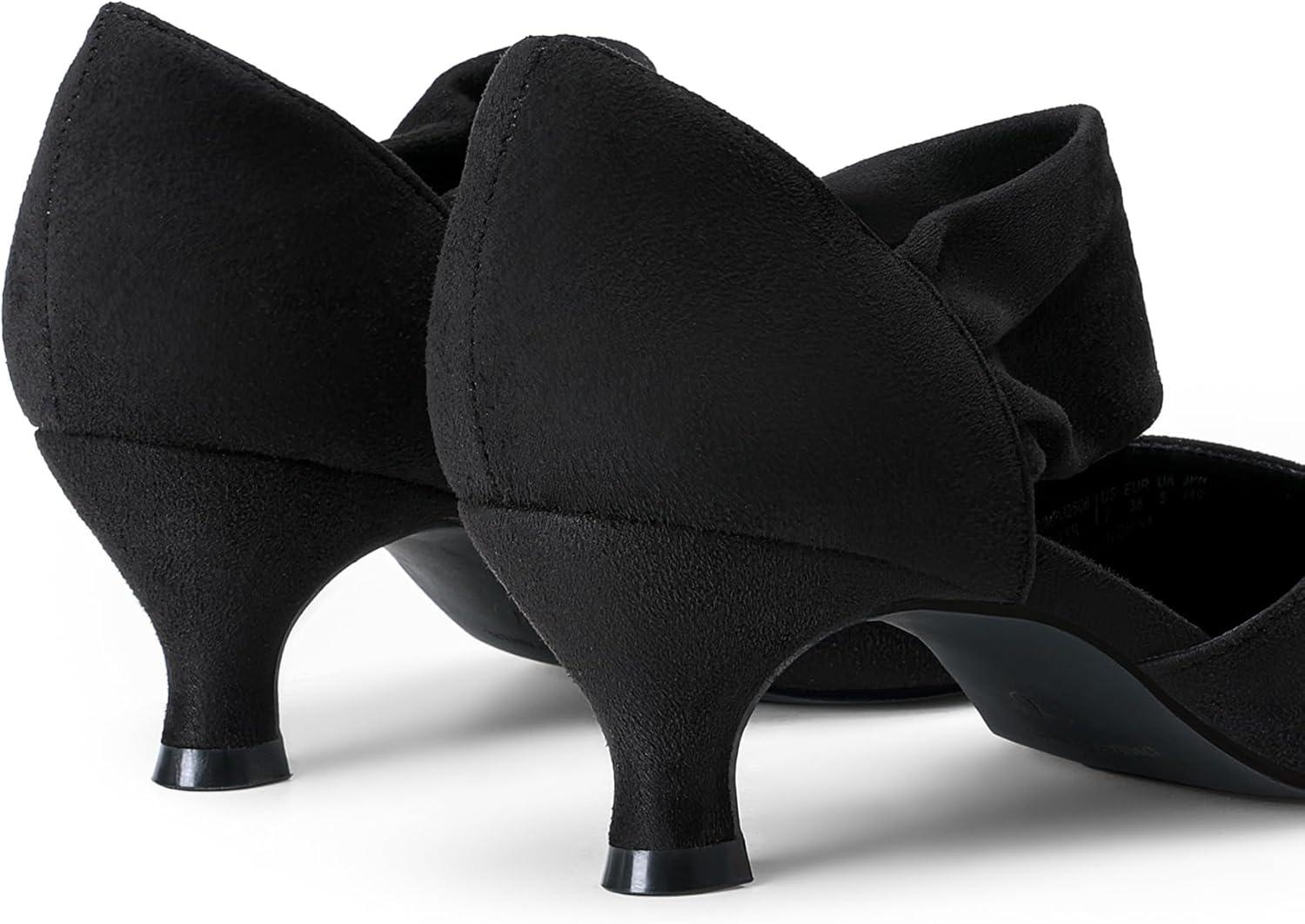 imageDREAM PAIRS Womens Kitten Heels Low Pumps Shoes Pointed Closed Toe Slip on Dress Work Bridal Party WeddingBlack