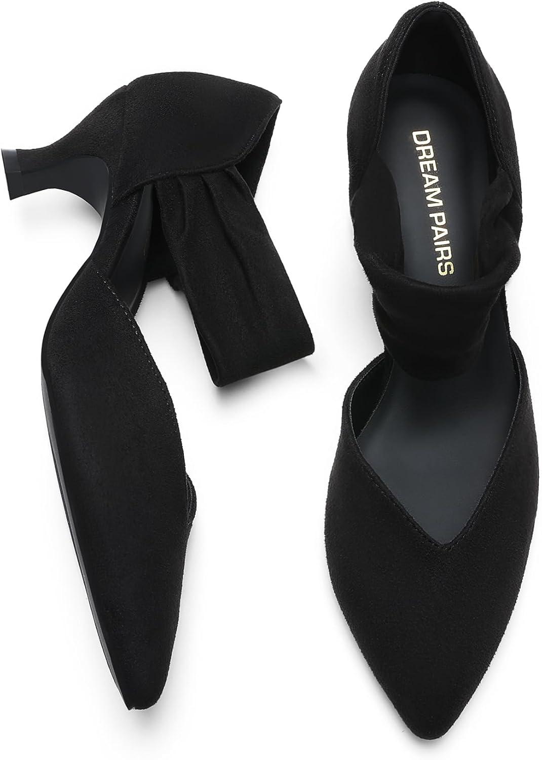 imageDREAM PAIRS Womens Kitten Heels Low Pumps Shoes Pointed Closed Toe Slip on Dress Work Bridal Party WeddingBlack