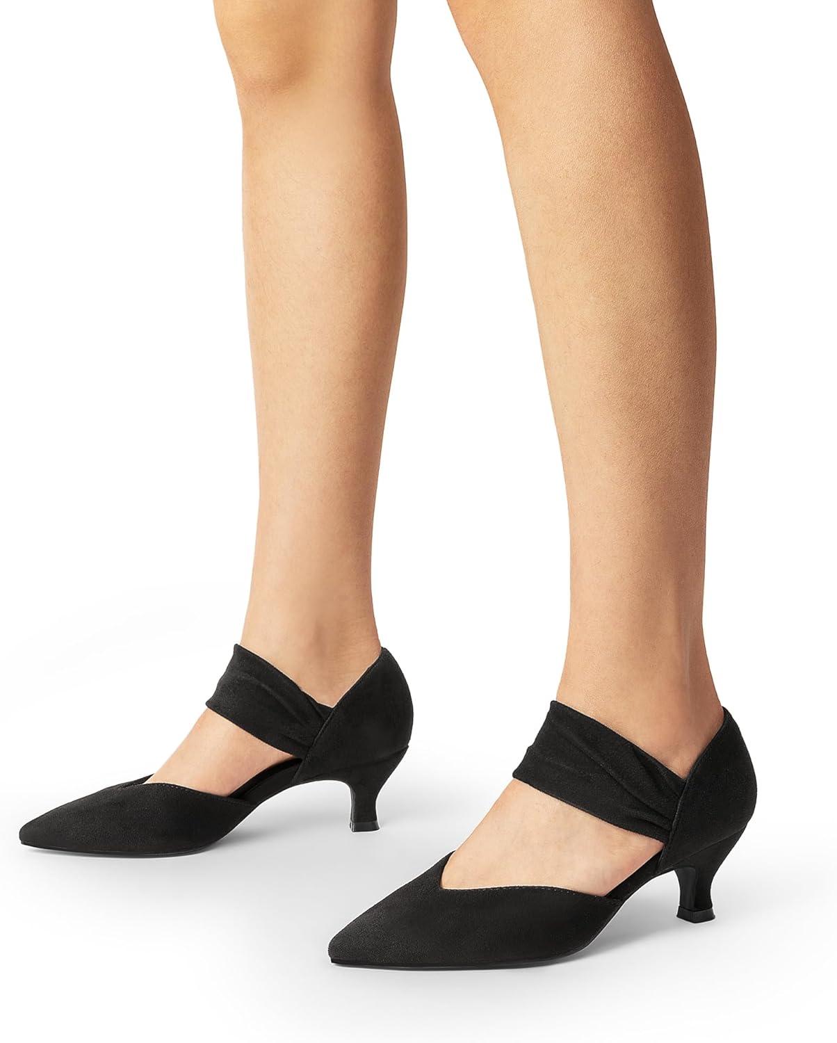 imageDREAM PAIRS Womens Kitten Heels Low Pumps Shoes Pointed Closed Toe Slip on Dress Work Bridal Party WeddingBlack