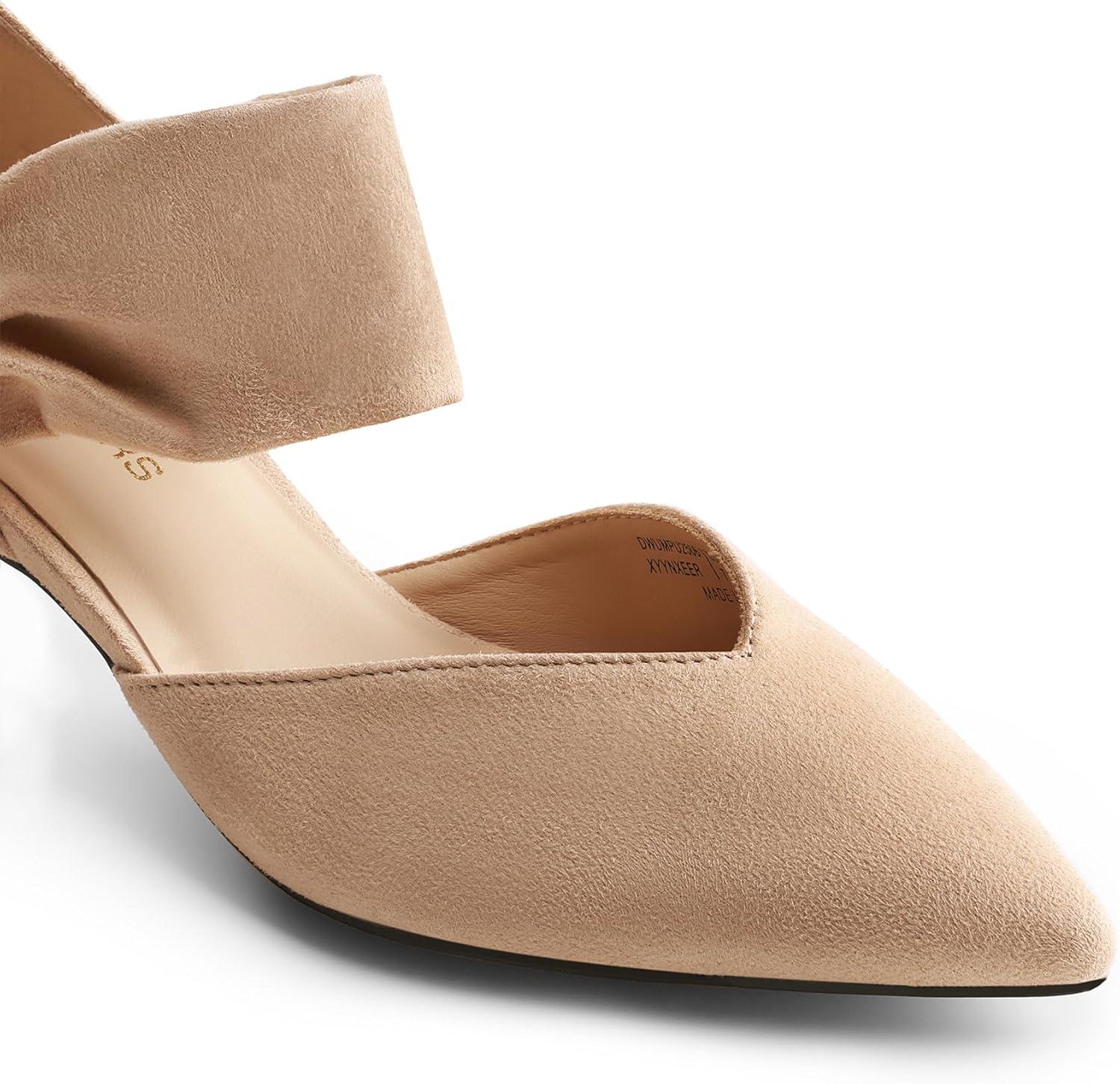 imageDREAM PAIRS Womens Kitten Heels Low Pumps Shoes Pointed Closed Toe Slip on Dress Work Bridal Party WeddingNude