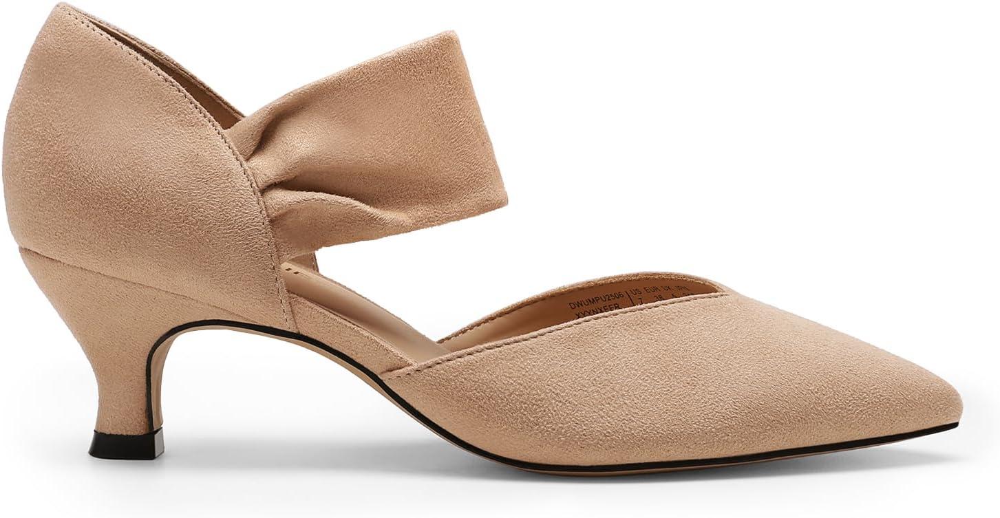 imageDREAM PAIRS Womens Kitten Heels Low Pumps Shoes Pointed Closed Toe Slip on Dress Work Bridal Party WeddingNude