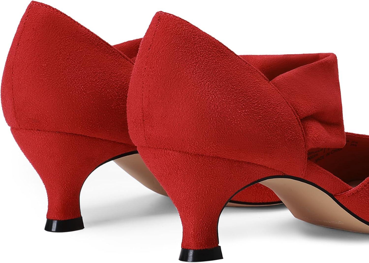 imageDREAM PAIRS Womens Kitten Heels Low Pumps Shoes Pointed Closed Toe Slip on Dress Work Bridal Party WeddingRed