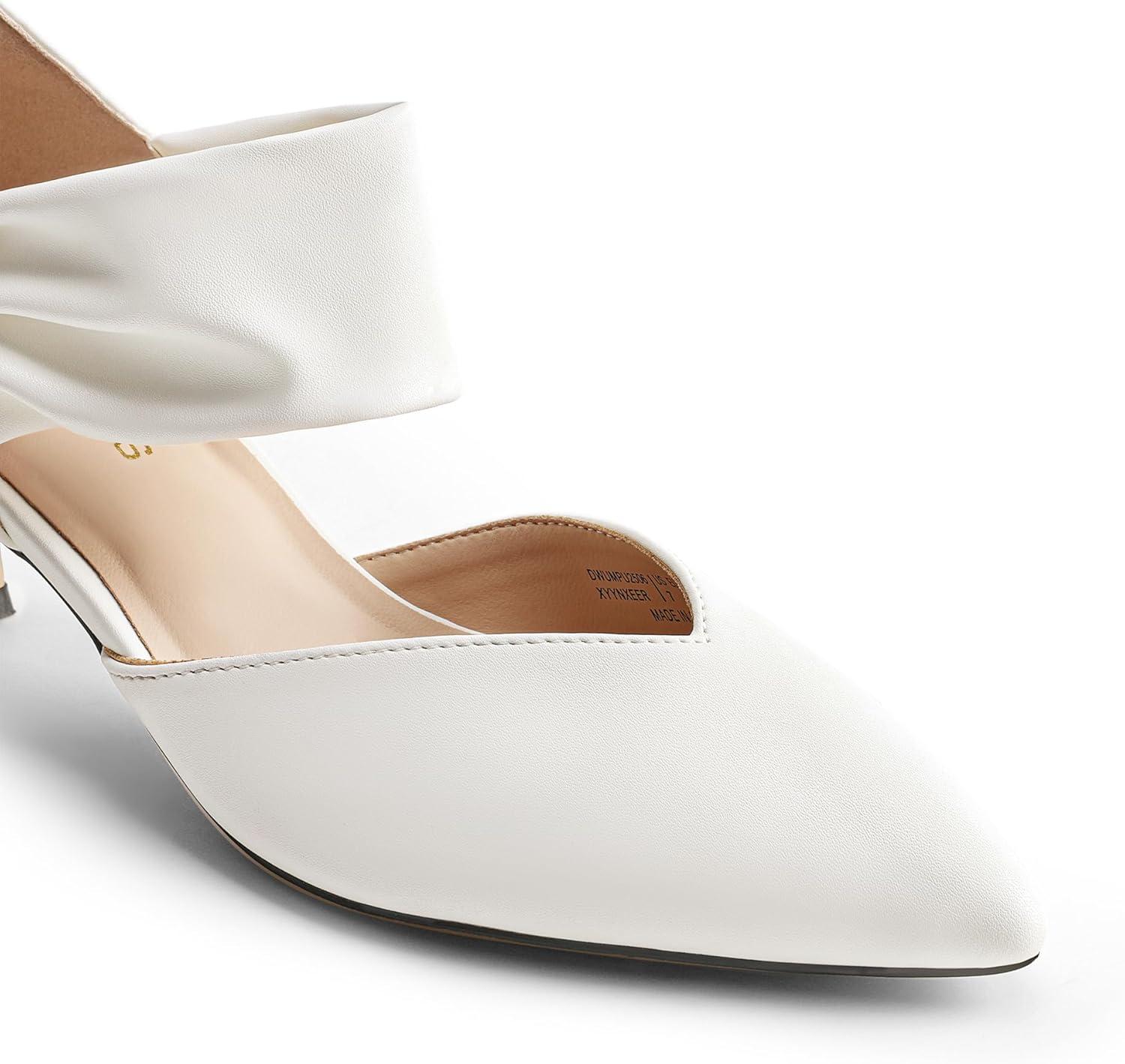 imageDREAM PAIRS Womens Kitten Heels Low Pumps Shoes Pointed Closed Toe Slip on Dress Work Bridal Party WeddingWhite