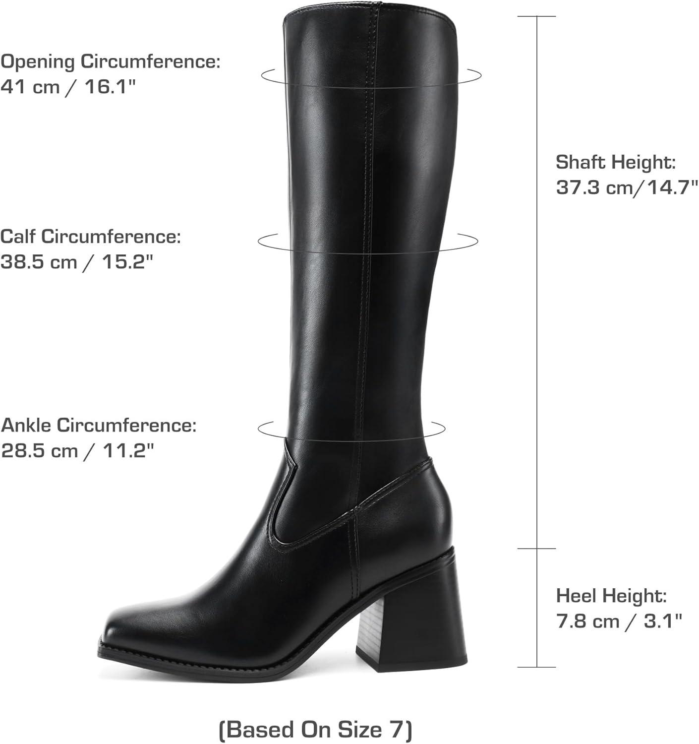imageDREAM PAIRS Womens Knee High Boots Chunky Heel Square Toe Tall Boot for Women with Side ZipperBlack