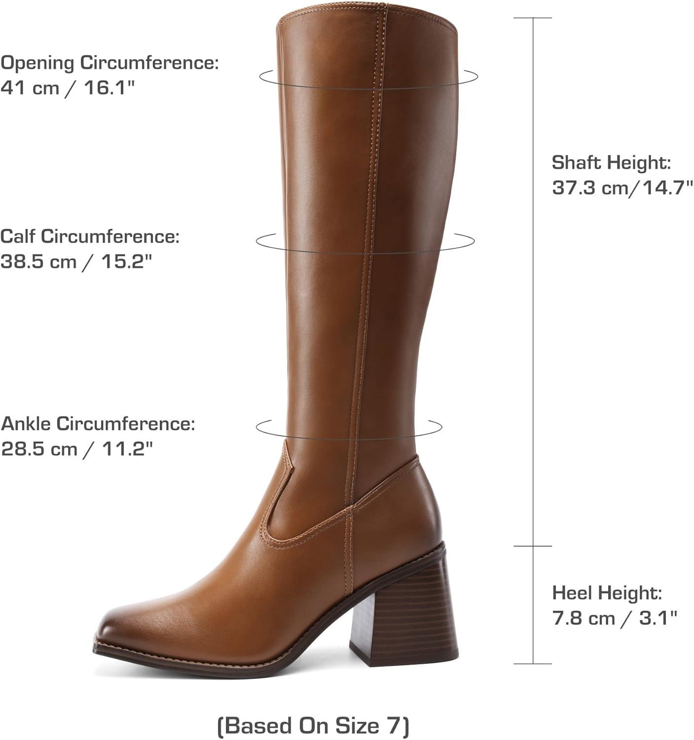 imageDREAM PAIRS Womens Knee High Boots Chunky Heel Square Toe Tall Boot for Women with Side ZipperBrown