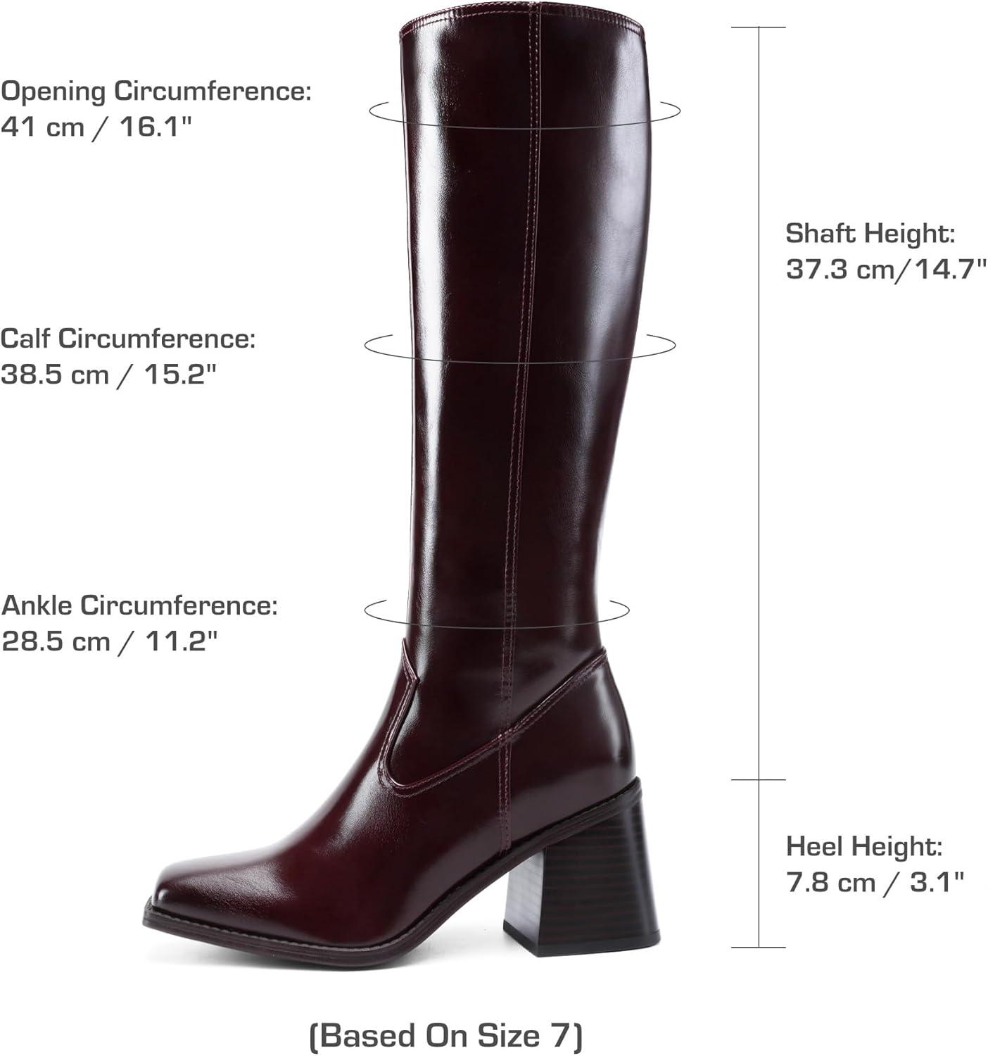 imageDREAM PAIRS Womens Knee High Boots Chunky Heel Square Toe Tall Boot for Women with Side ZipperBurgundy