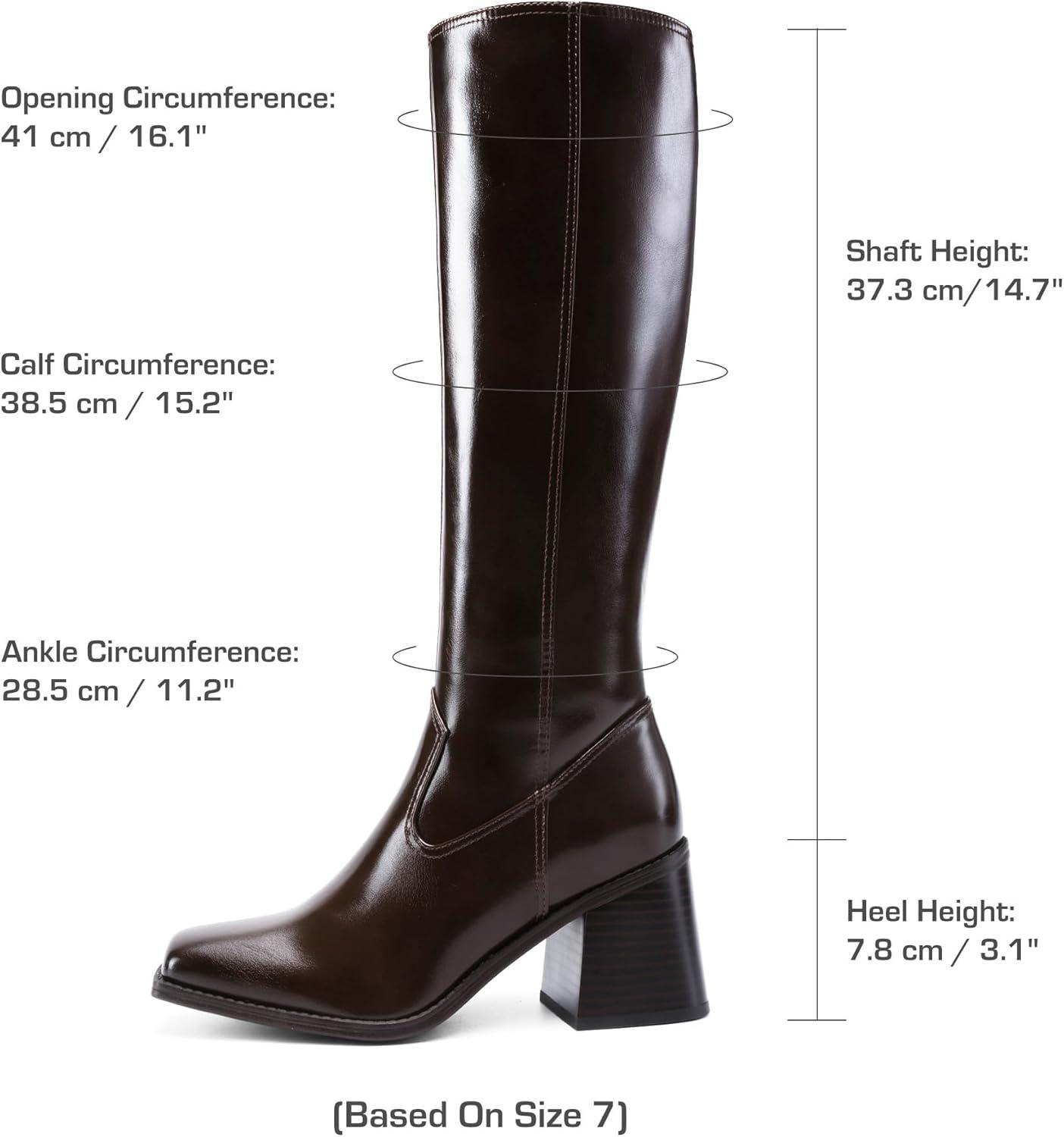 imageDREAM PAIRS Womens Knee High Boots Chunky Heel Square Toe Tall Boot for Women with Side ZipperDark Brown