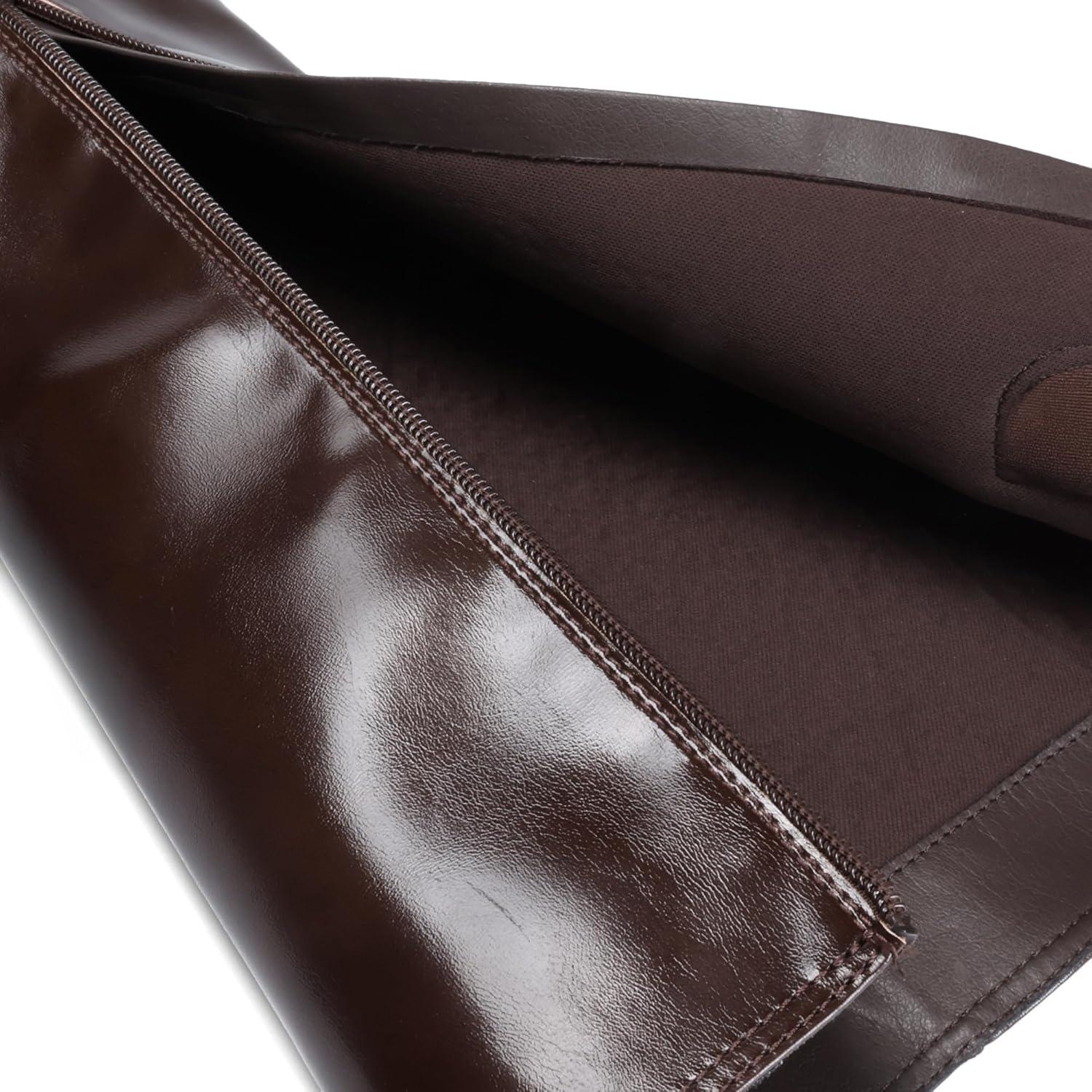 imageDREAM PAIRS Womens Knee High Boots Chunky Heel Square Toe Tall Boot for Women with Side ZipperDark Brown