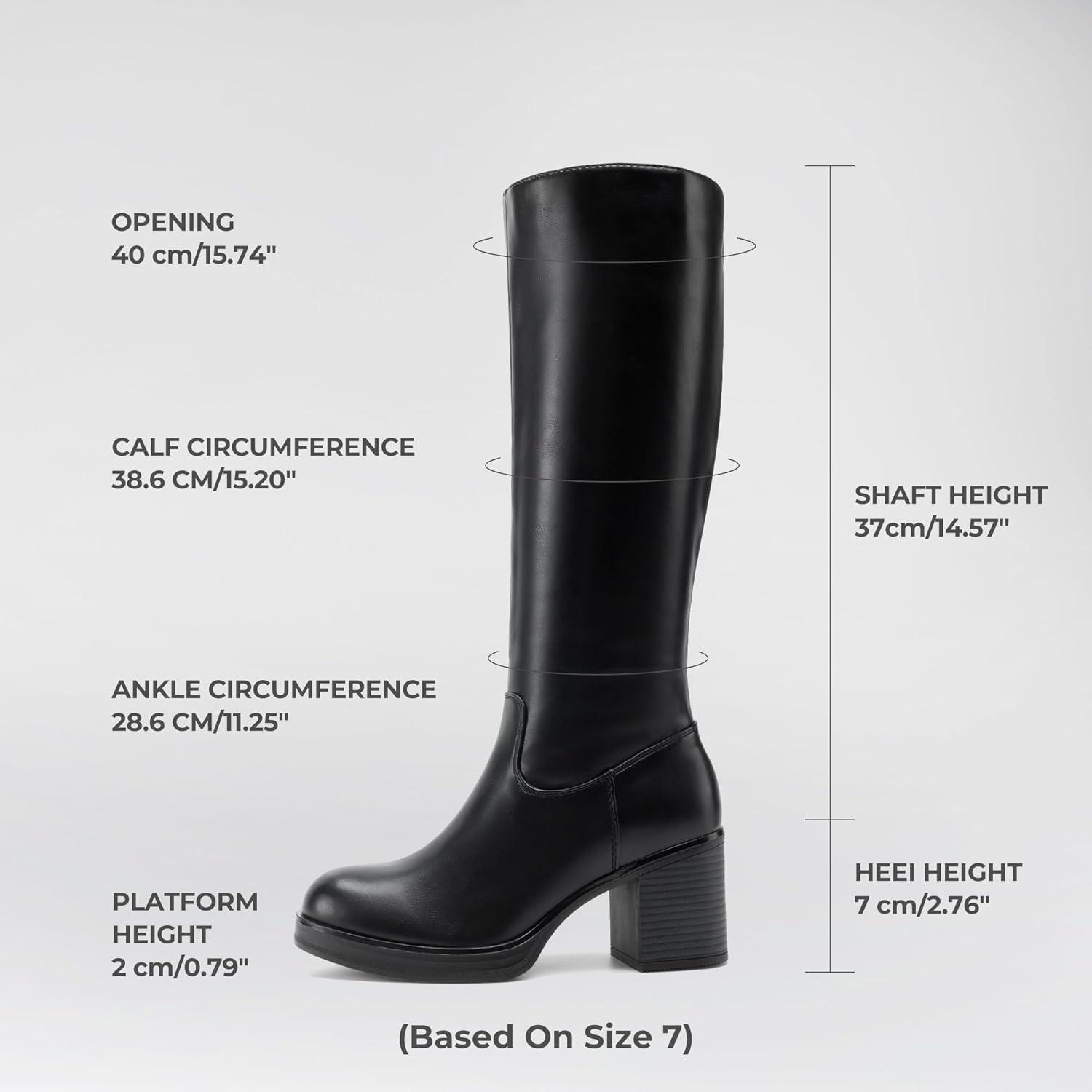 imageDREAM PAIRS Womens Knee High Boots Chunky Platform Heel Round Toe Boots for Women Side Zipper Stylish Comfortable Tall BootsBlack