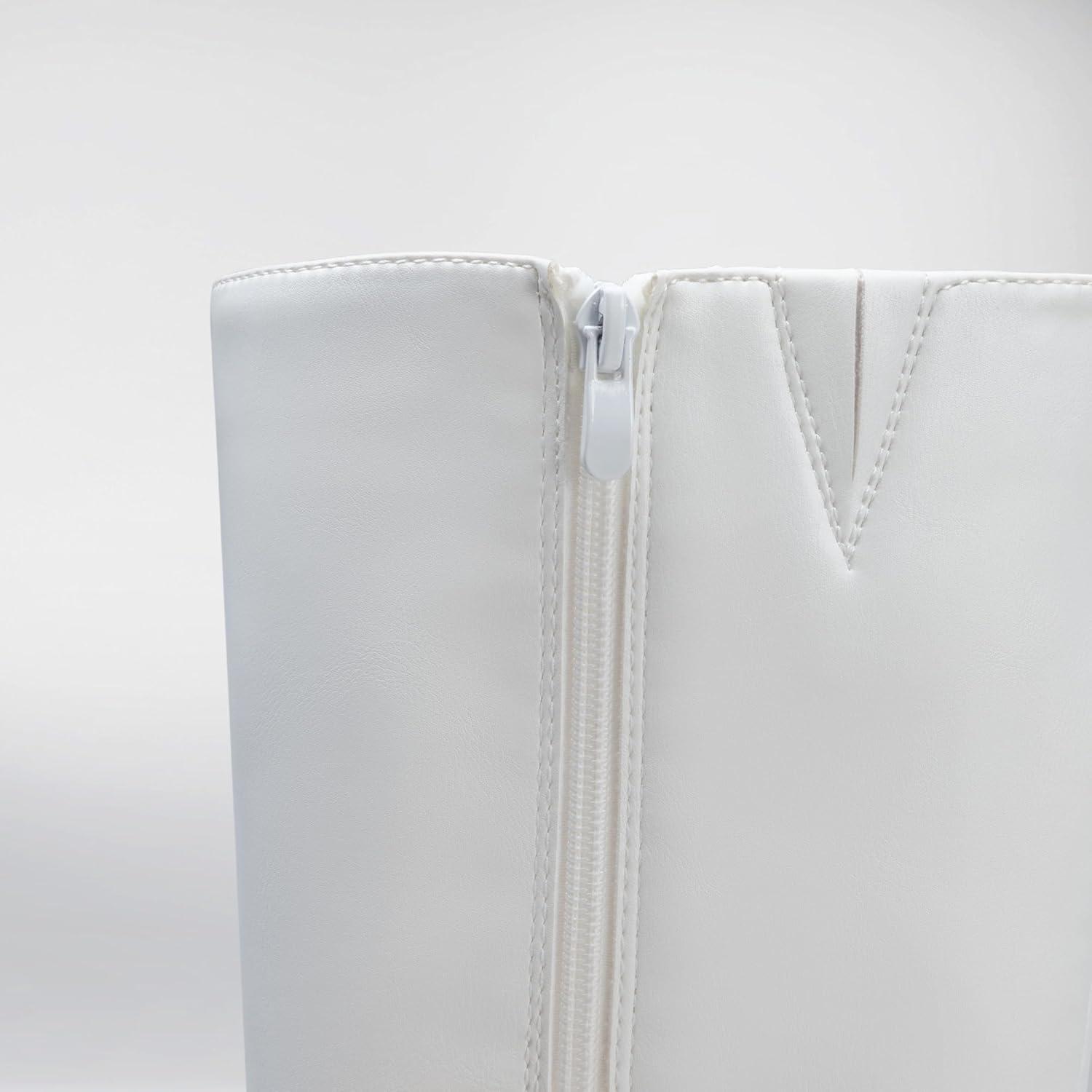 imageDREAM PAIRS Womens Knee High Boots Chunky Platform Heel Round Toe Boots for Women Side Zipper Stylish Comfortable Tall BootsWhite