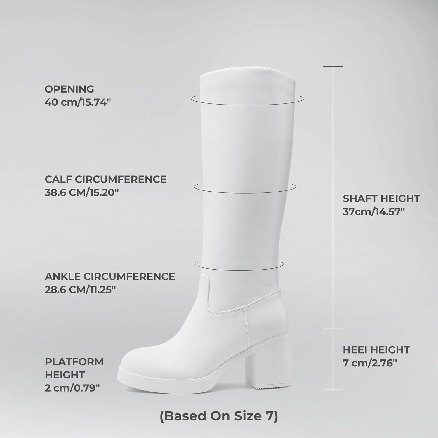 imageDREAM PAIRS Womens Knee High Boots Chunky Platform Heel Round Toe Boots for Women Side Zipper Stylish Comfortable Tall BootsWhite