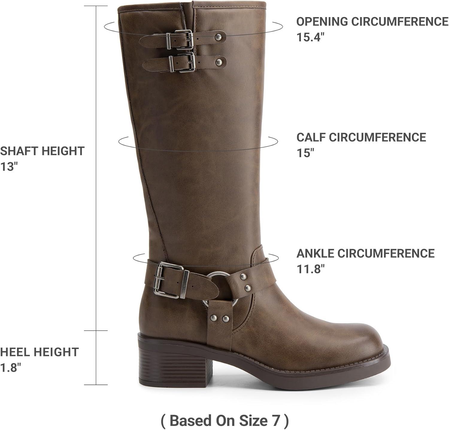 imageDREAM PAIRS Womens Knee High Boots Combat Boots Goth Boot Lace Up Adjustable Buckles Chunky Low Heel Fall Booties with Side Zipper to Put on and offBrownnubuck