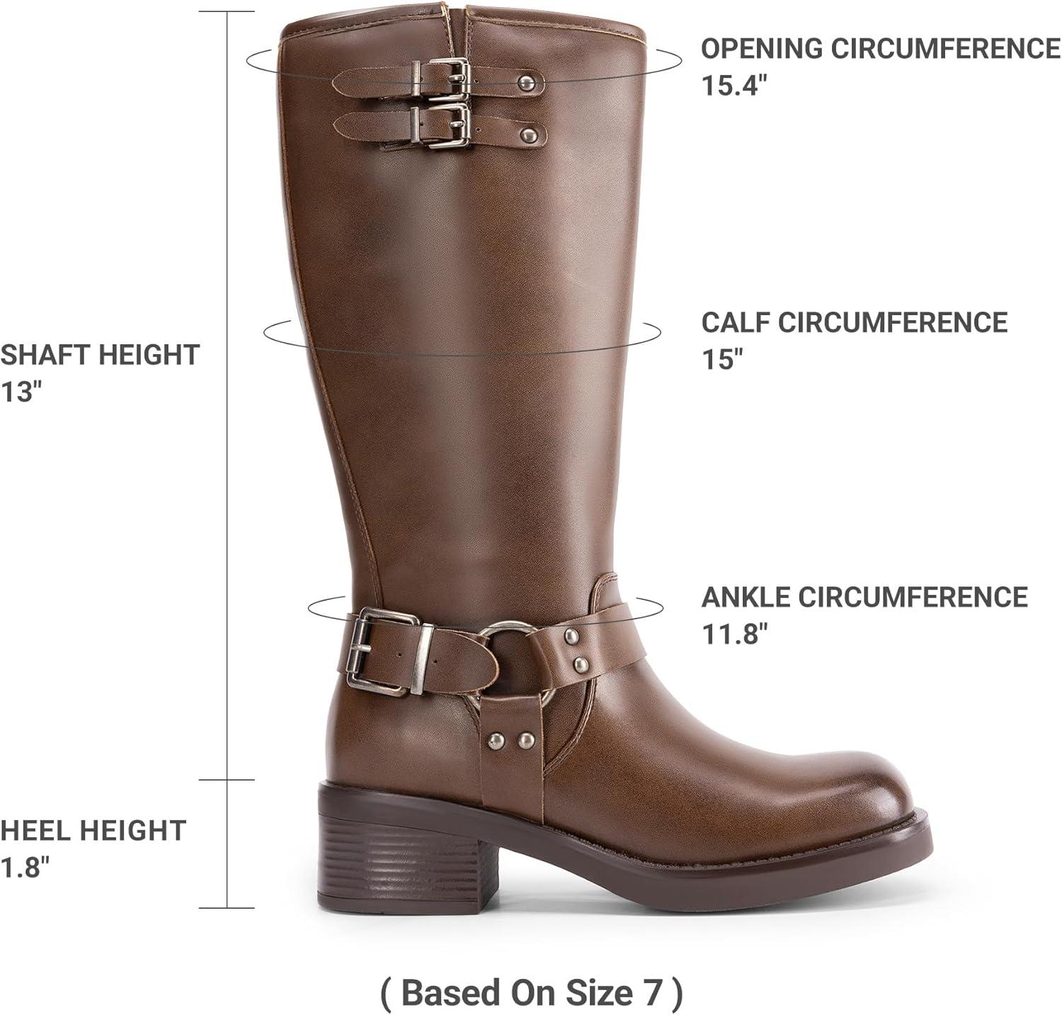 imageDREAM PAIRS Womens Knee High Boots Combat Boots Goth Boot Lace Up Adjustable Buckles Chunky Low Heel Fall Booties with Side Zipper to Put on and offBrownpu