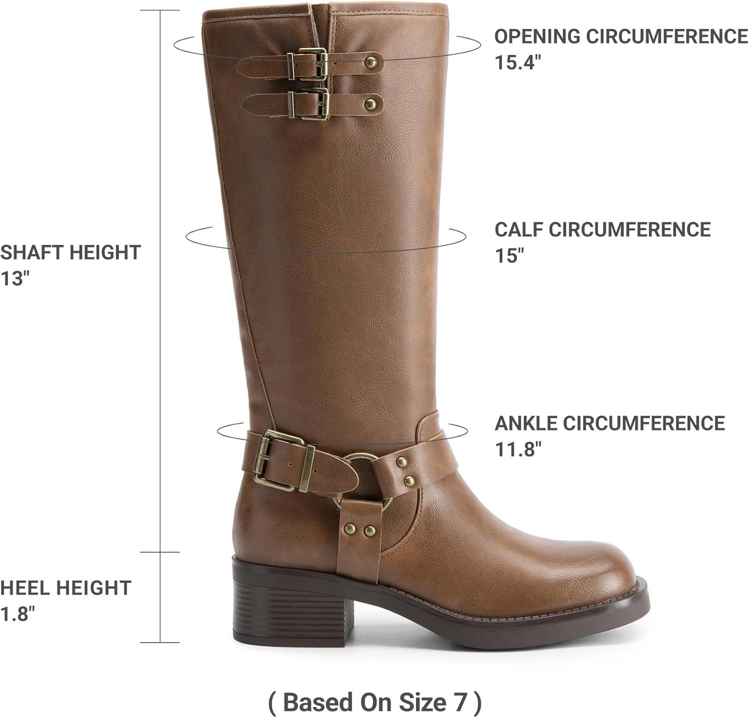 imageDREAM PAIRS Womens Knee High Boots Combat Boots Goth Boot Lace Up Adjustable Buckles Chunky Low Heel Fall Booties with Side Zipper to Put on and offTanpu