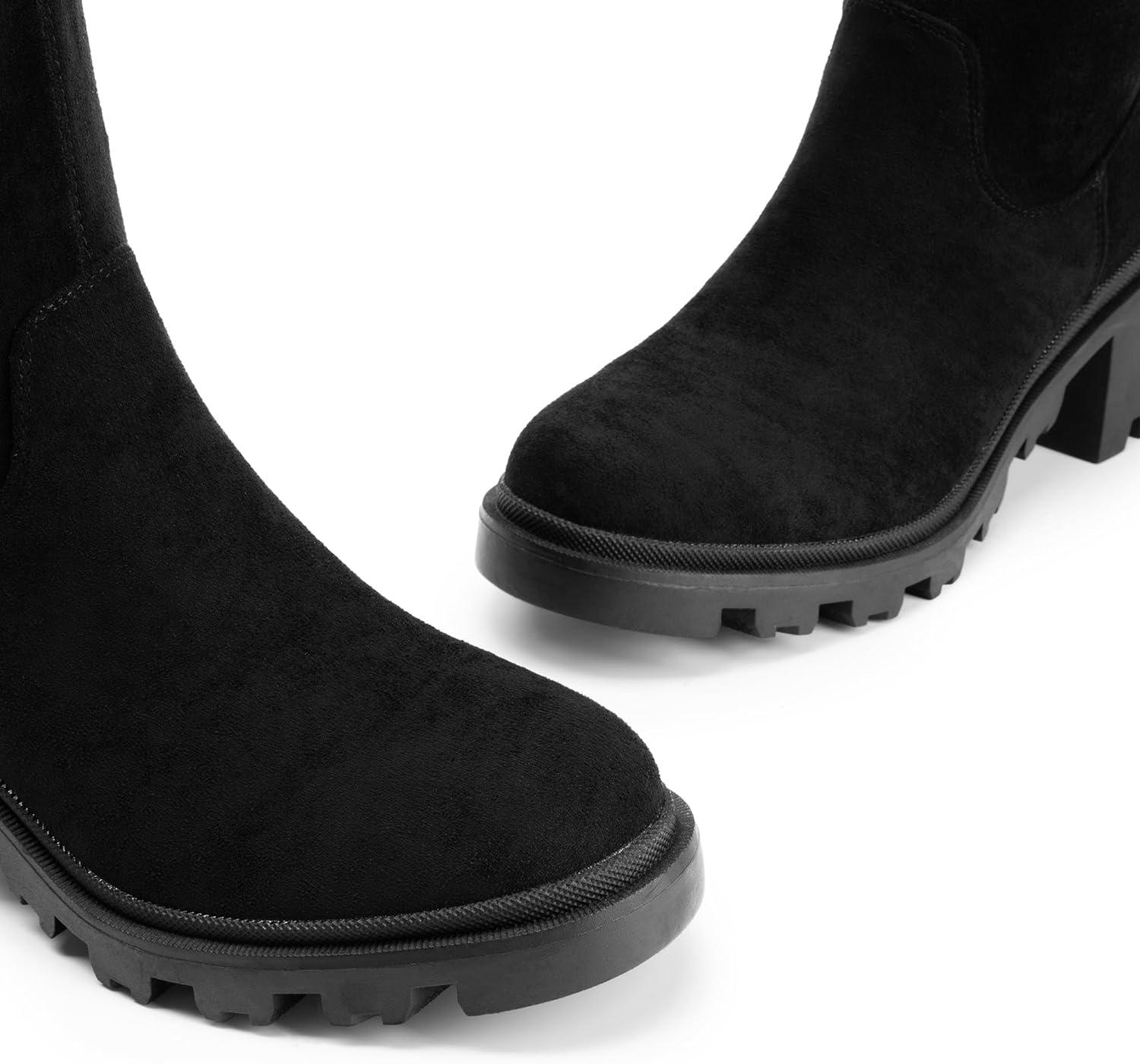 imageDREAM PAIRS Womens Knee High Boots Platform Over The Knee High Chunky Heel Fashion Boots for WomenBlacksuede