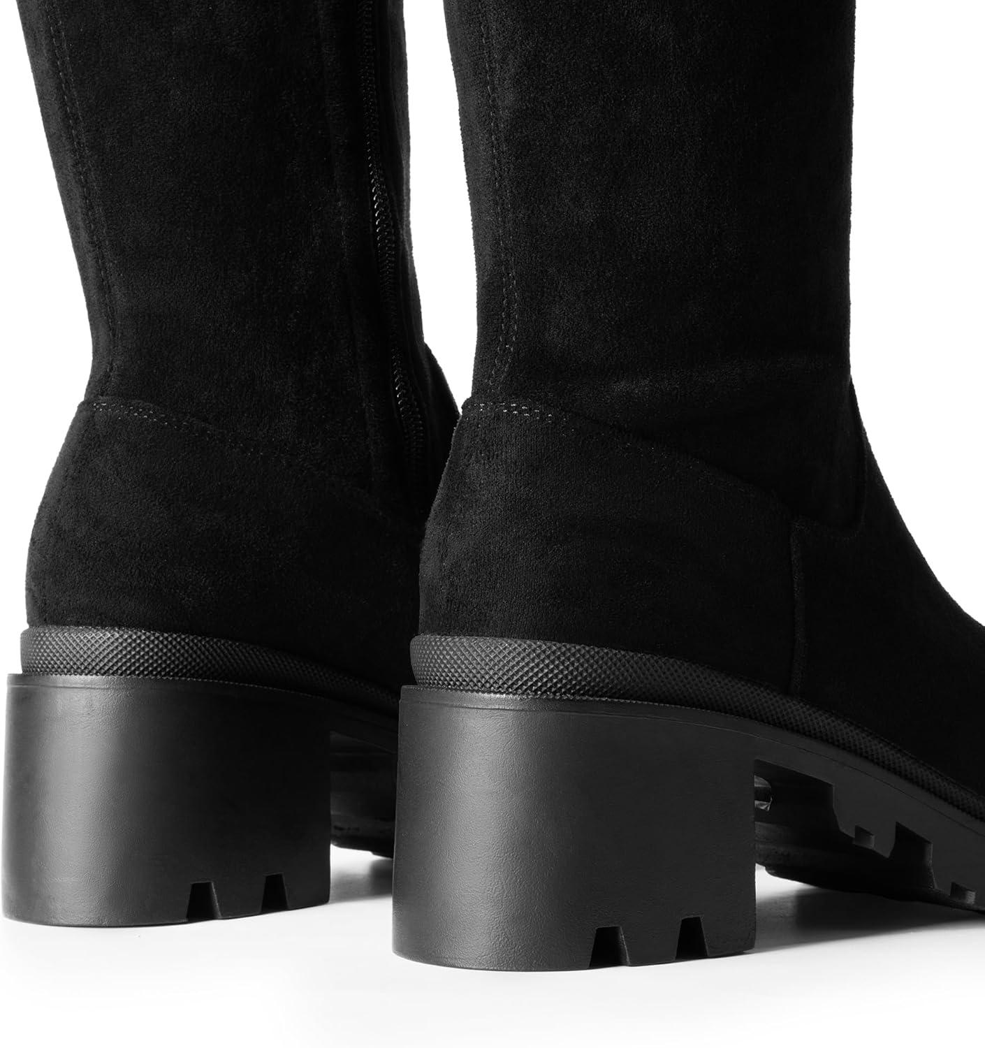 imageDREAM PAIRS Womens Knee High Boots Platform Over The Knee High Chunky Heel Fashion Boots for WomenBlacksuede