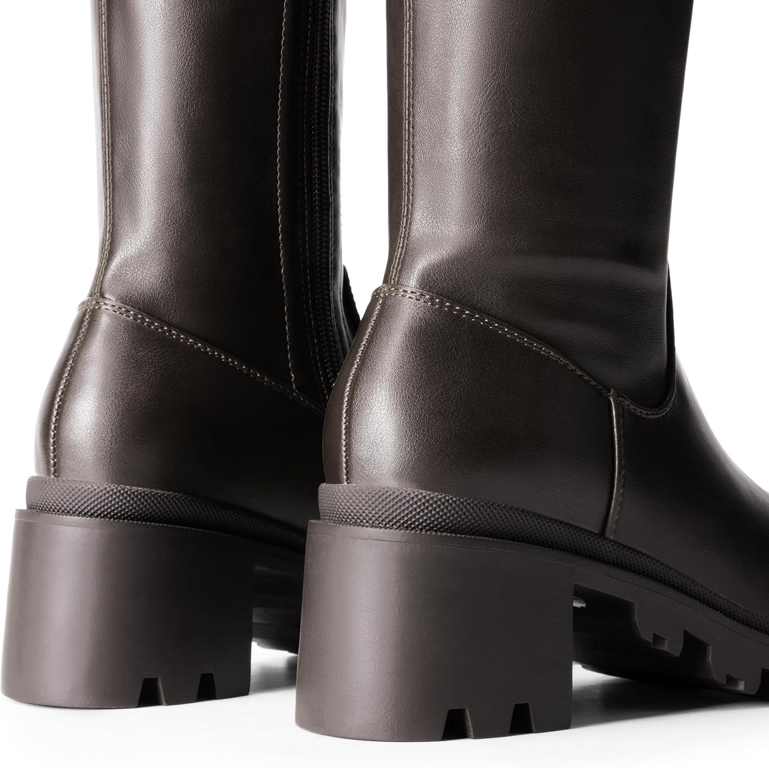 imageDREAM PAIRS Womens Knee High Boots Platform Over The Knee High Chunky Heel Fashion Boots for WomenBrownpu