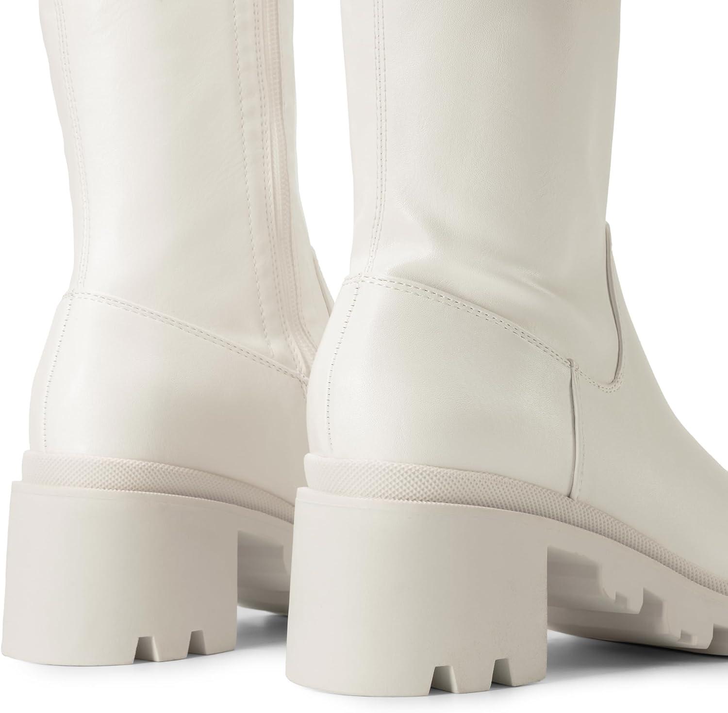 imageDREAM PAIRS Womens Knee High Boots Platform Over The Knee High Chunky Heel Fashion Boots for WomenWhitepu