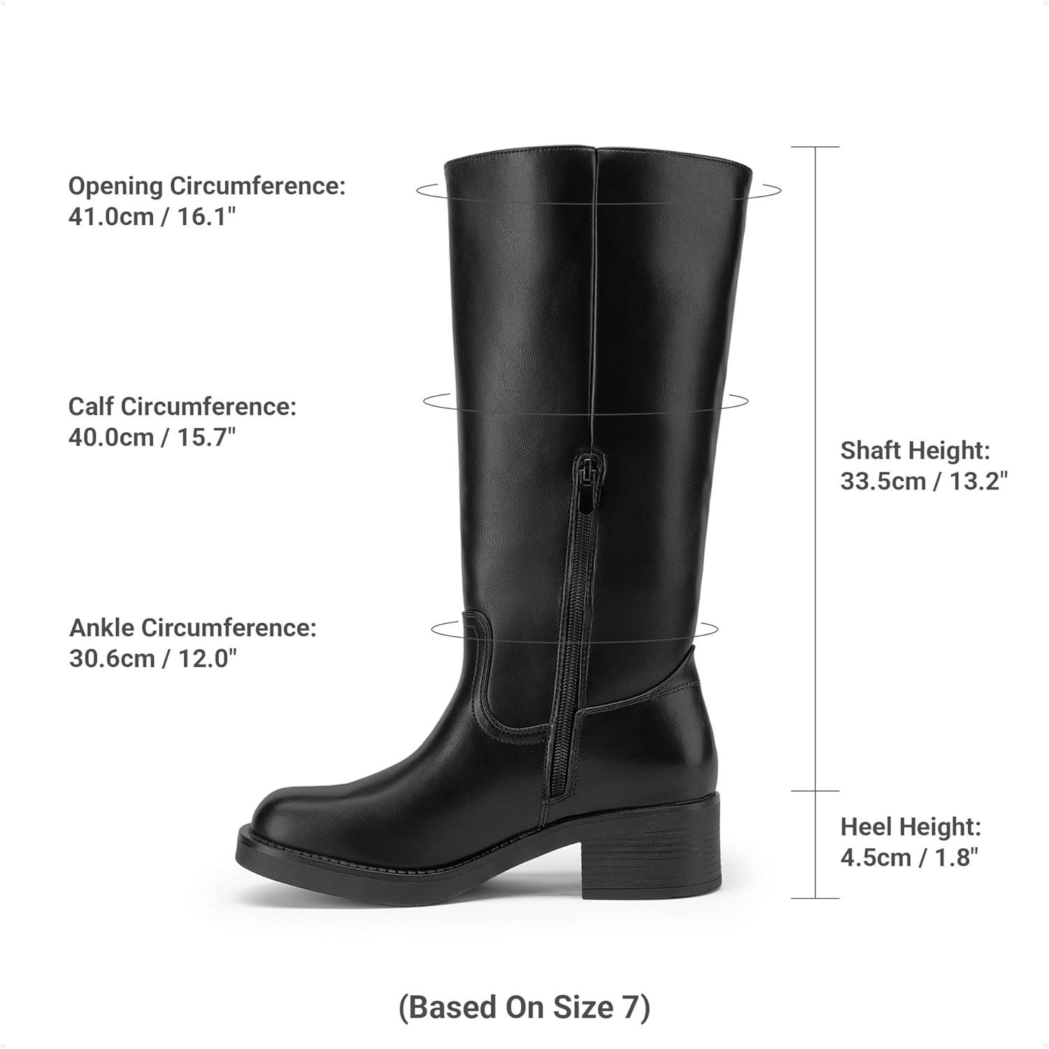 imageDREAM PAIRS Womens Knee High Boots Square Toe Platform Chunky Block Heel Banana Campus Boots for Women Comfortable Low Heel Side Zipper Womens Riding Tall BootsBlack