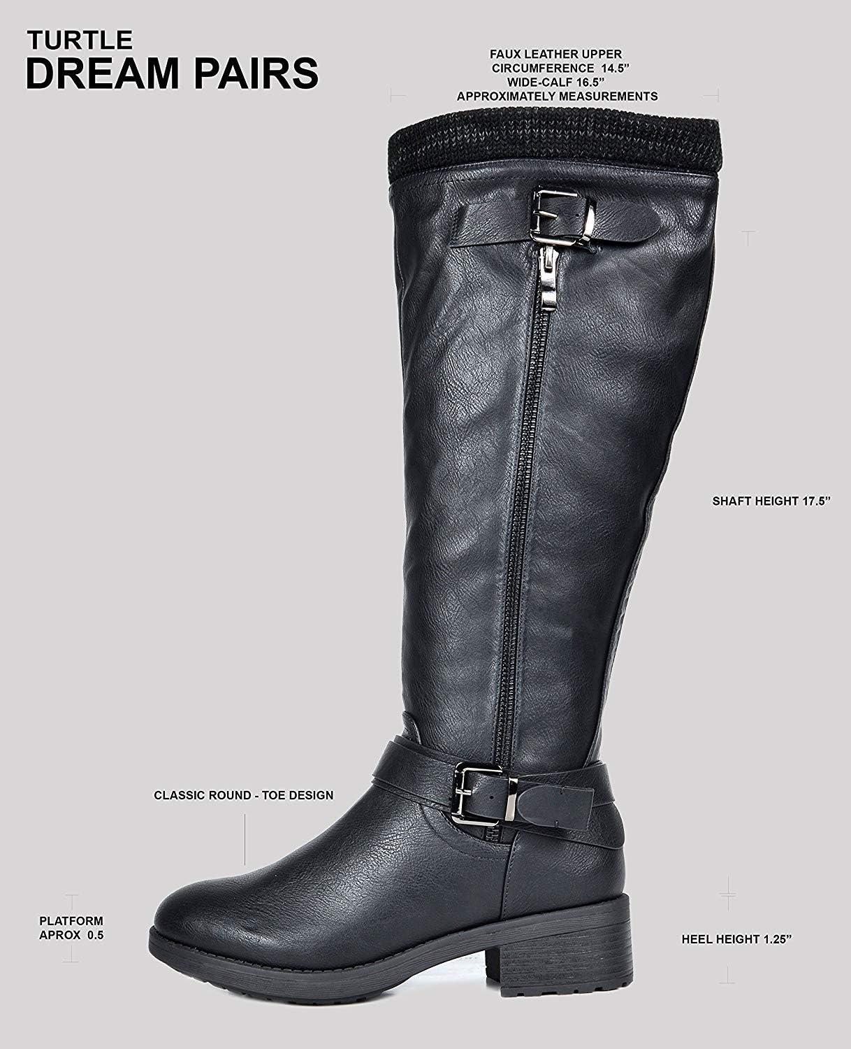 imageDREAM PAIRS Womens Knee High Boots Wide Calf Low Heel Riding Boots Fall Tall Boots for WomenBlack Puwidecalf