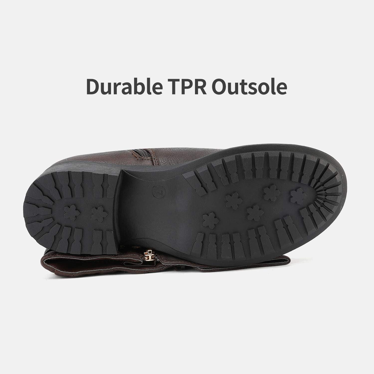 imageDREAM PAIRS Womens Knee High Boots Wide Calf Low Heel Riding Boots Fall Tall Boots for WomenBrown