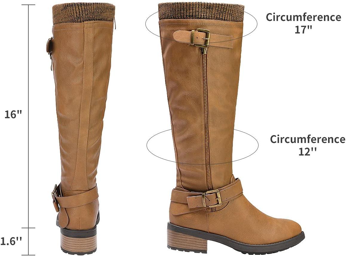 imageDREAM PAIRS Womens Knee High Boots Wide Calf Low Heel Riding Boots Fall Tall Boots for WomenCamelwidet