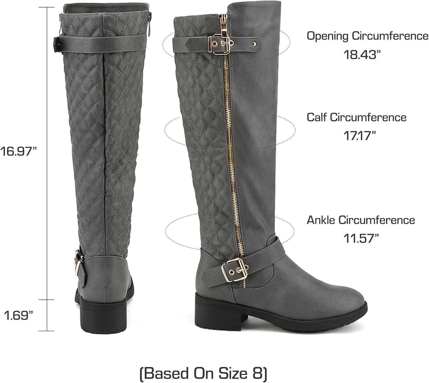 imageDREAM PAIRS Womens Knee High Boots Wide Calf Low Heel Riding Boots Fall Tall Boots for WomenGrey
