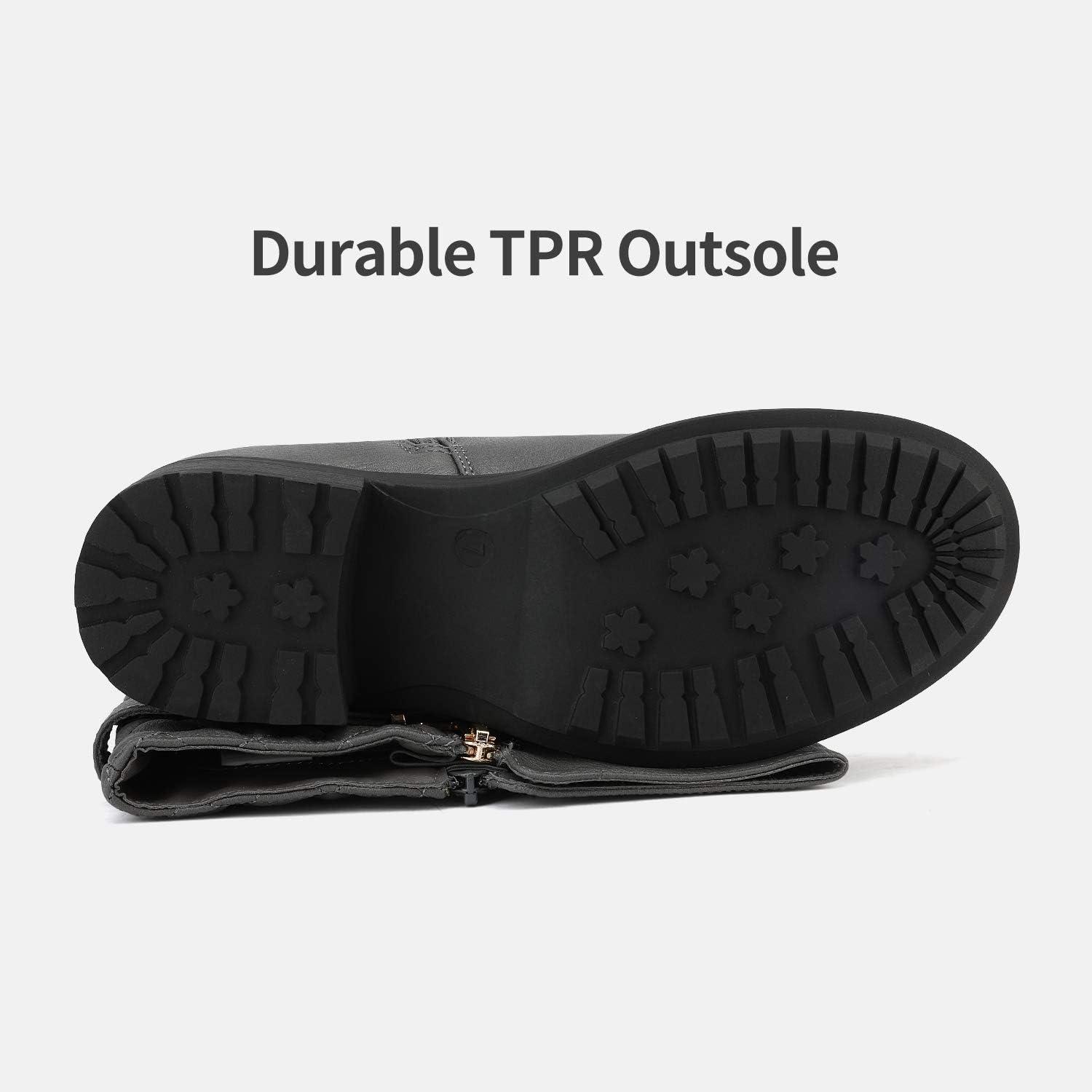 imageDREAM PAIRS Womens Knee High Boots Wide Calf Low Heel Riding Boots Fall Tall Boots for WomenGrey