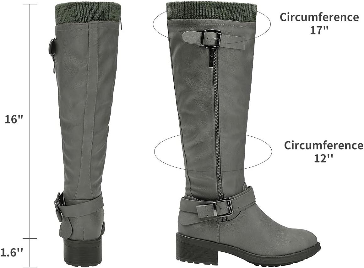 imageDREAM PAIRS Womens Knee High Boots Wide Calf Low Heel Riding Boots Fall Tall Boots for WomenGreywidet
